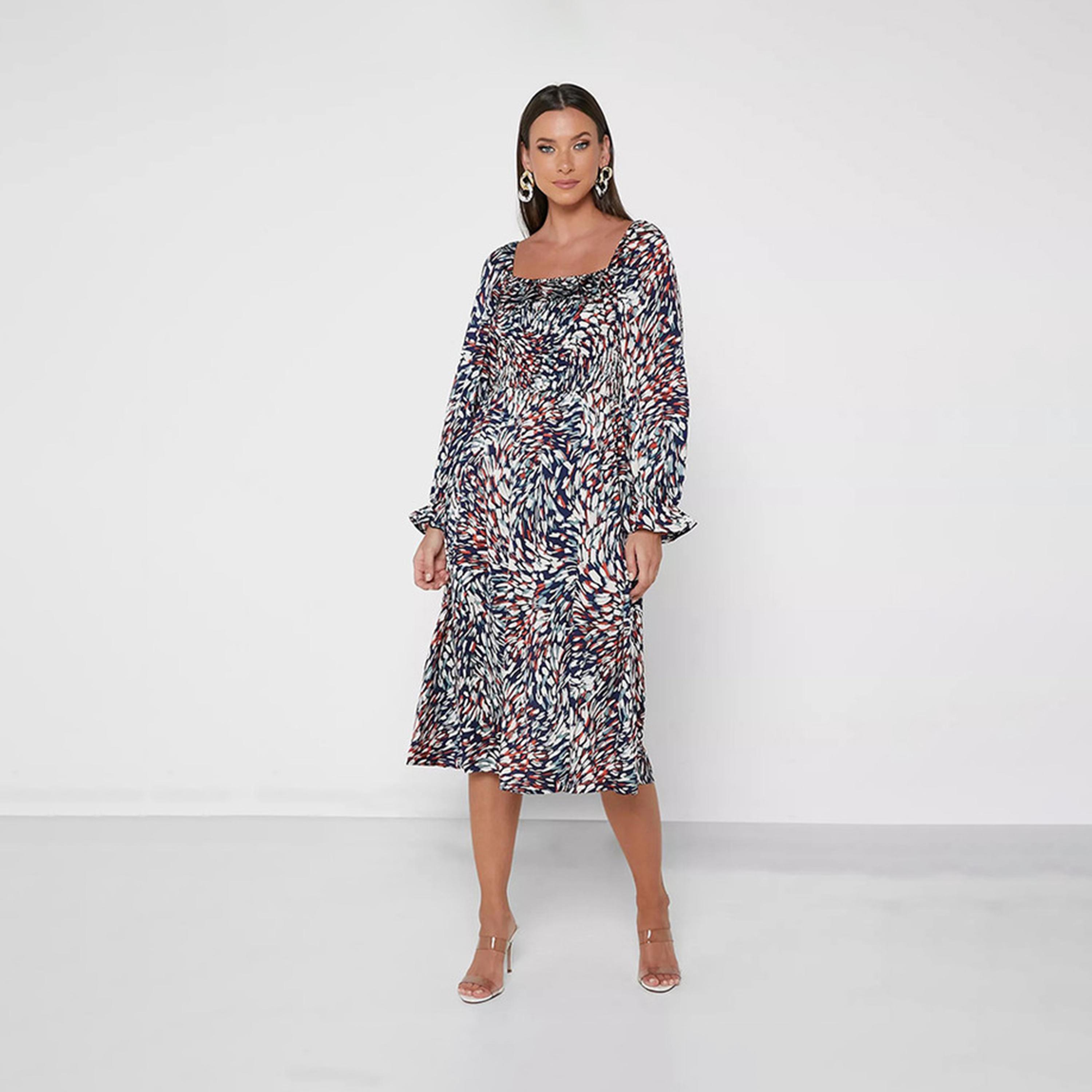 فستان ميدي بطبعات حيوانات بمتعدد الألوان من ليتل ميسترس -women-clothing-dresses-image-1