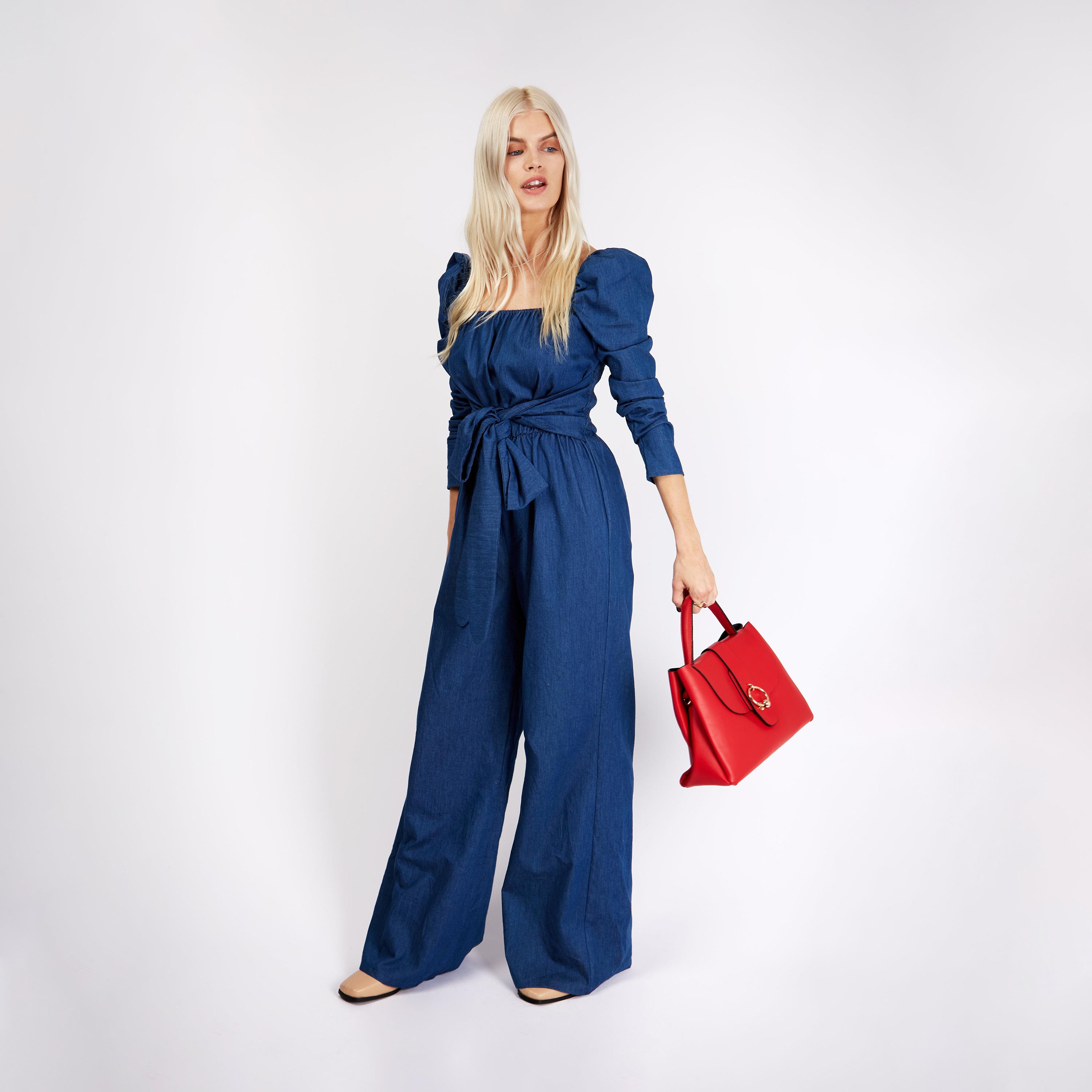 ليتل مسترس- جمبسوت ياقة مربعة أكمام منفوخة-women-clothing-jumpsuits-image-1