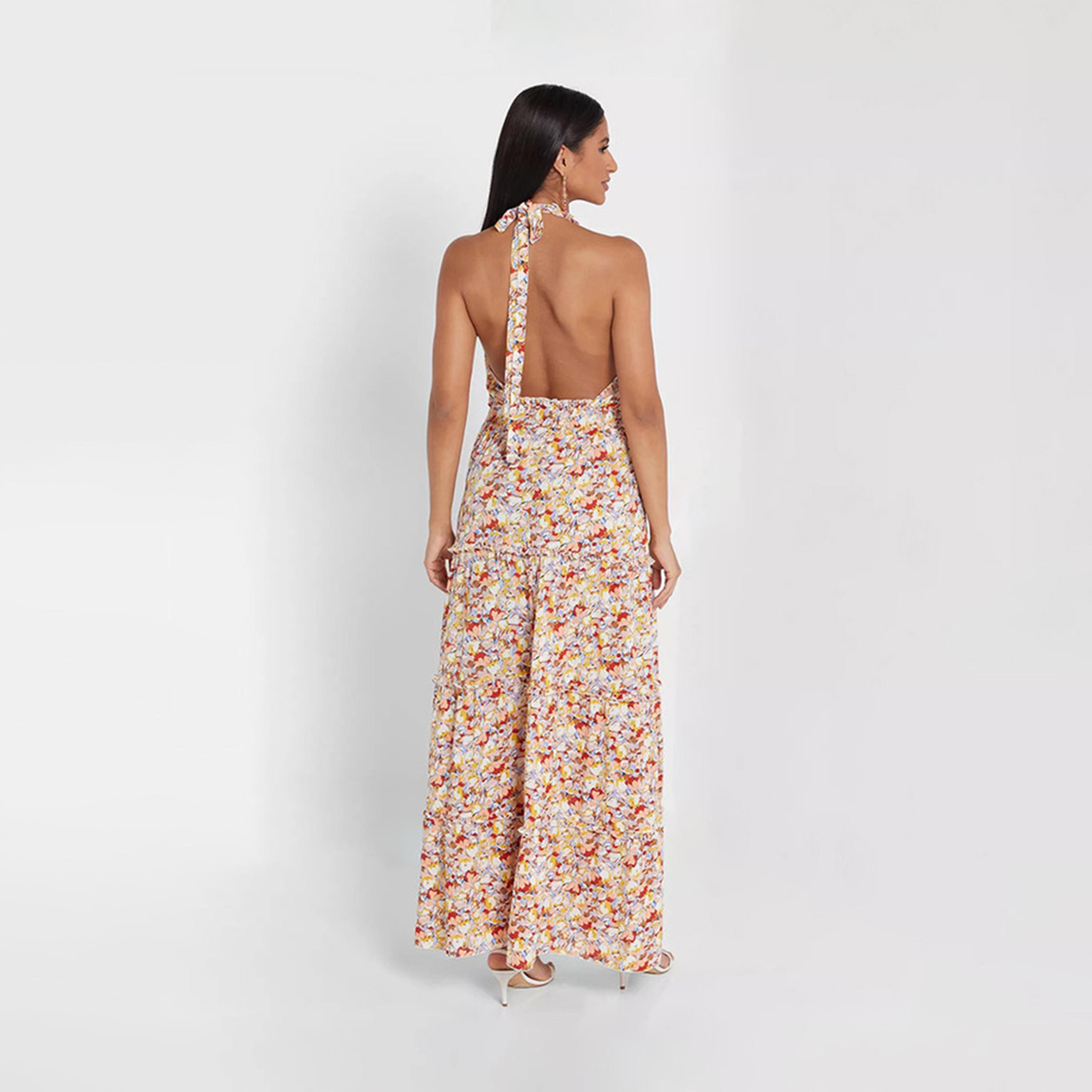 Little Mistress Multicolour Floral Halter Neck Maxi Dress-women-clothing-dresses-image-3