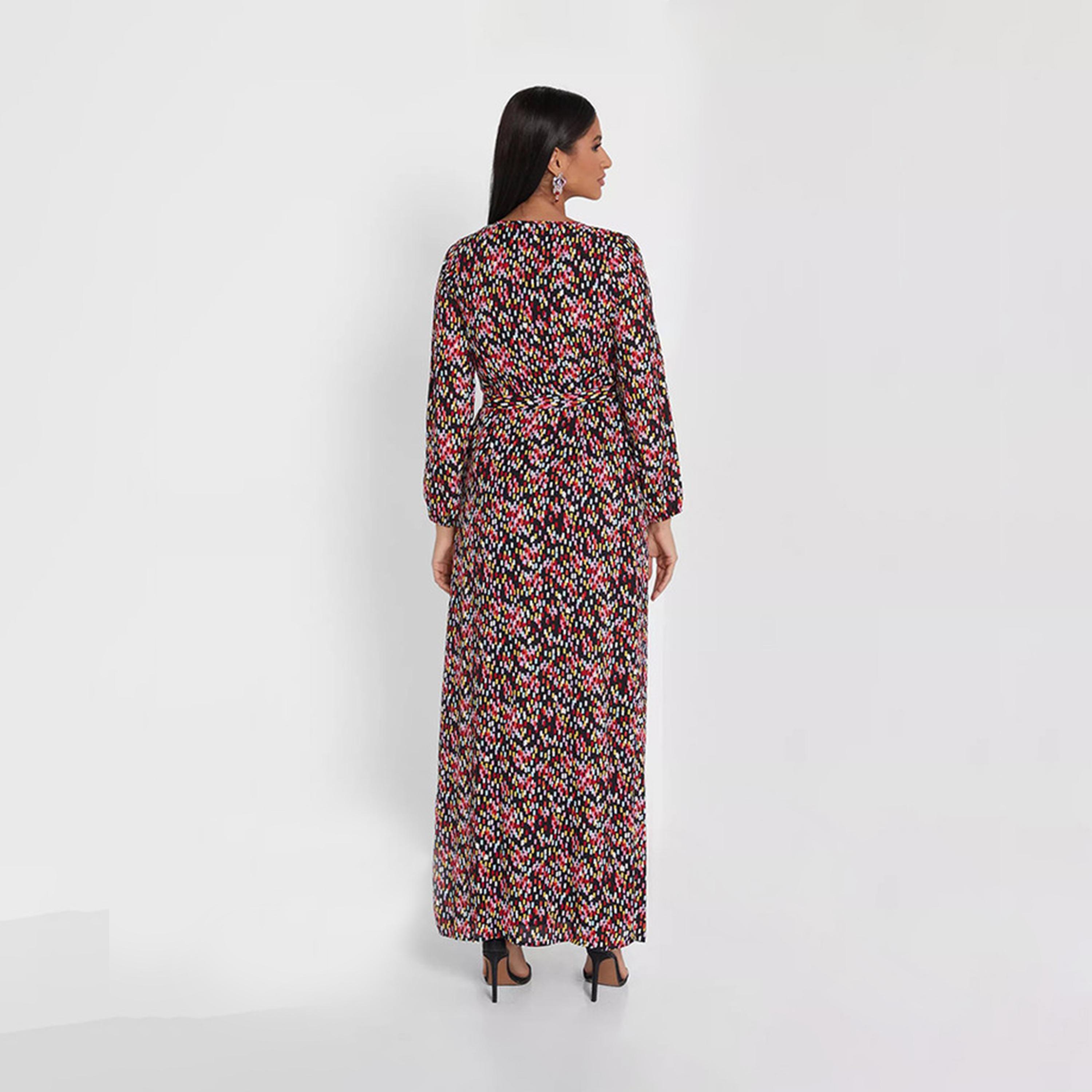 فستان ماكسي بفتحة بلون اسود من ليتل ميسترس -women-clothing-dresses-image-3