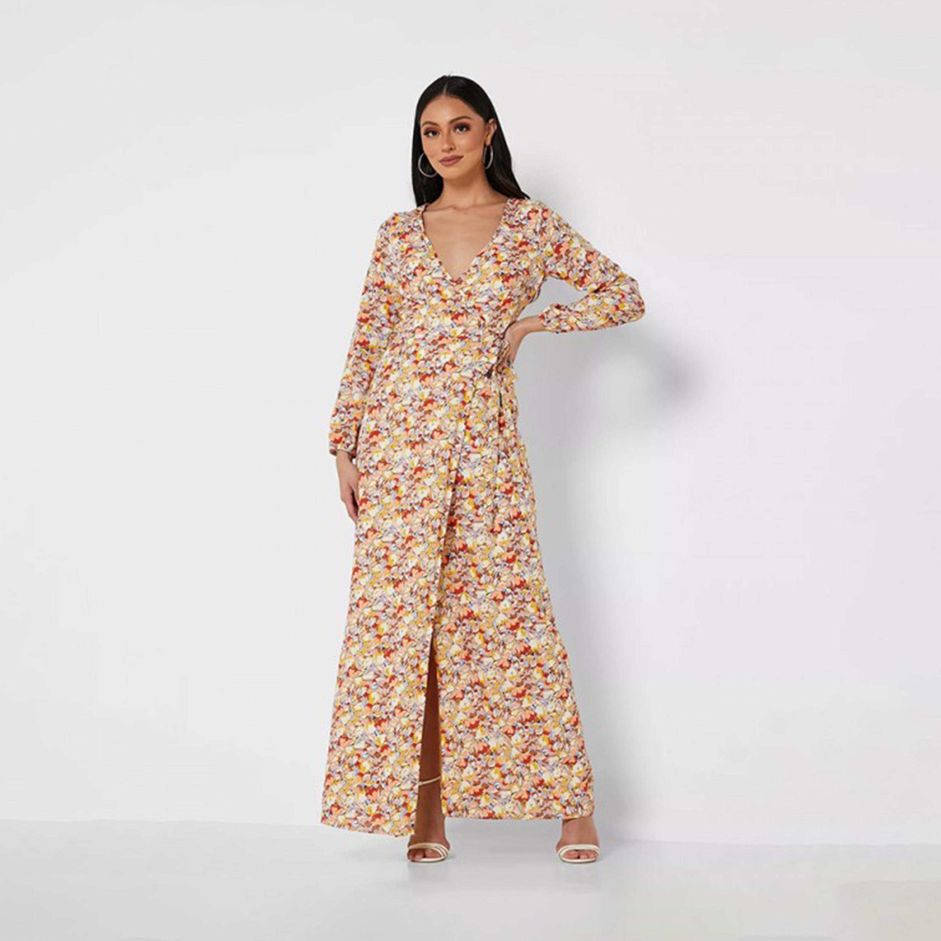 Little Mistress Multicolour Floral Wrap Maxi Dress-women-clothing-dresses-image-1