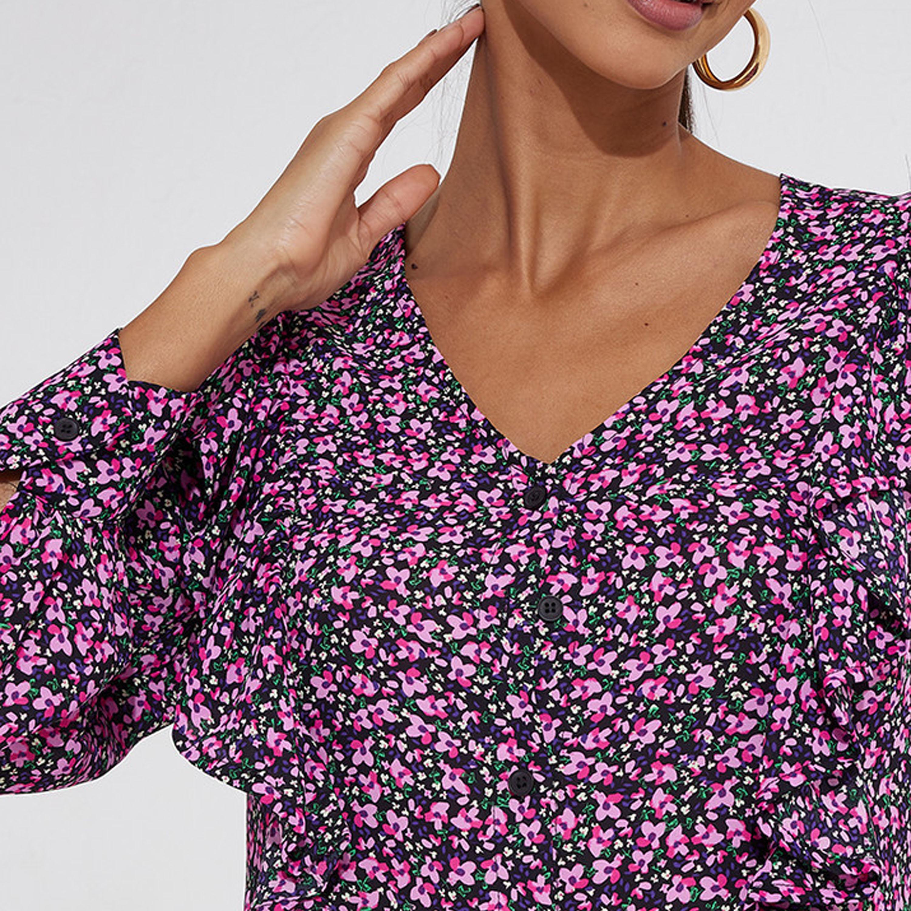 Little Mistress Ruffle V-neck Long Sleeves Top-women-clothing-shirtsandblouses-blouses-image-2