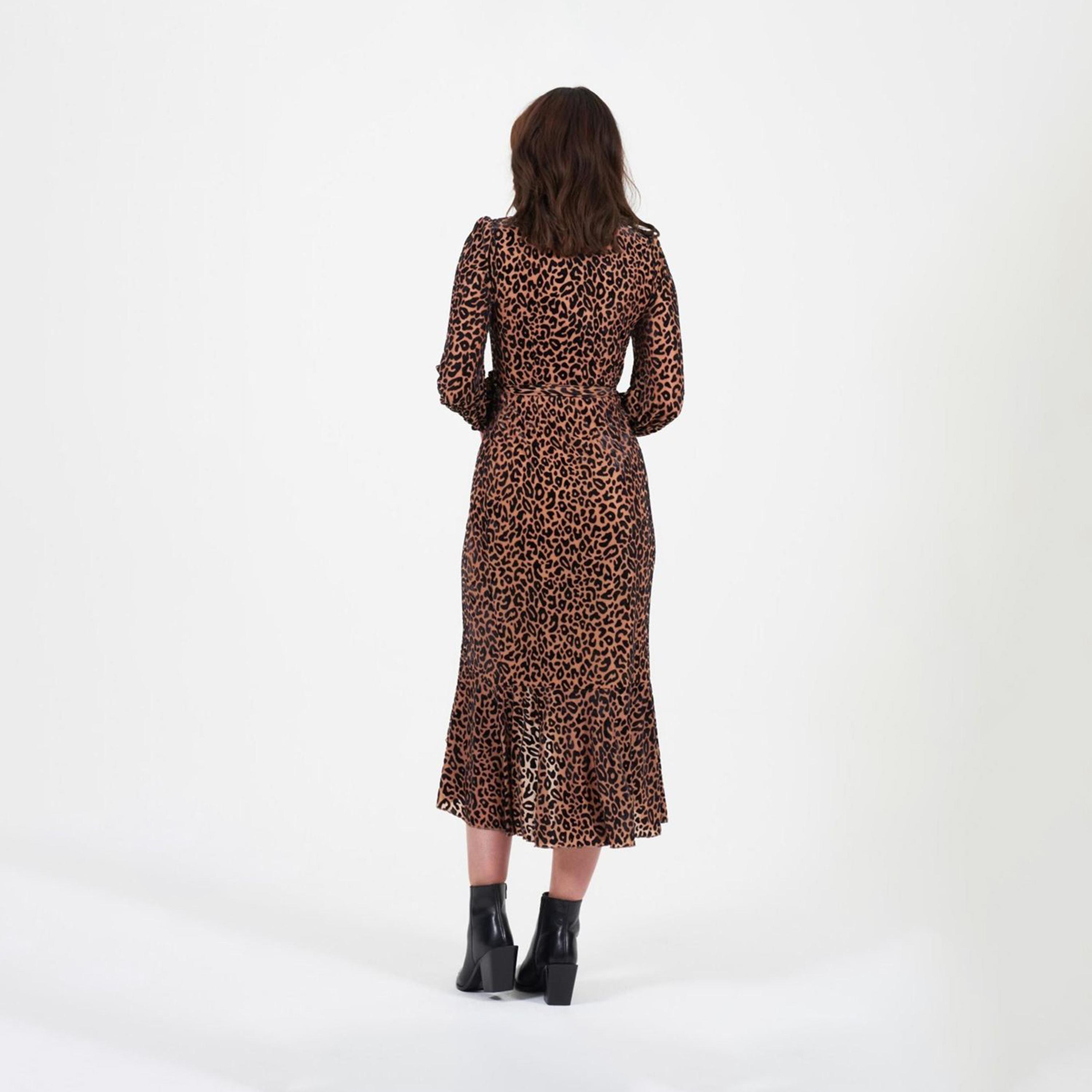Little Mistress Printed V-neck Wrap Midi Dress with Long Sleeves-women-clothing-dresses-image-3