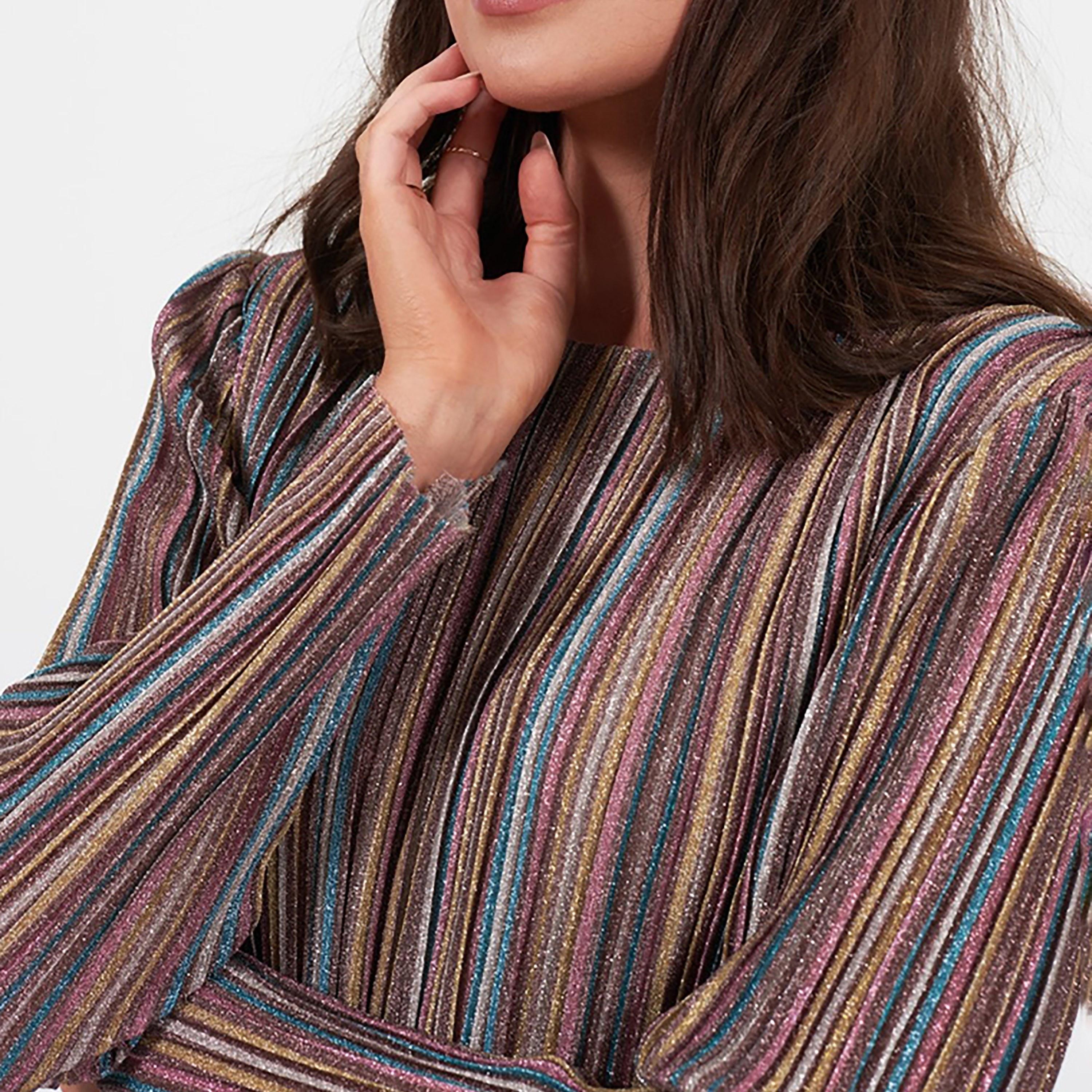 Little Mistress Multicolour Striped Evening Straight Mini Women's Dress-women-clothing-dresses-image-2