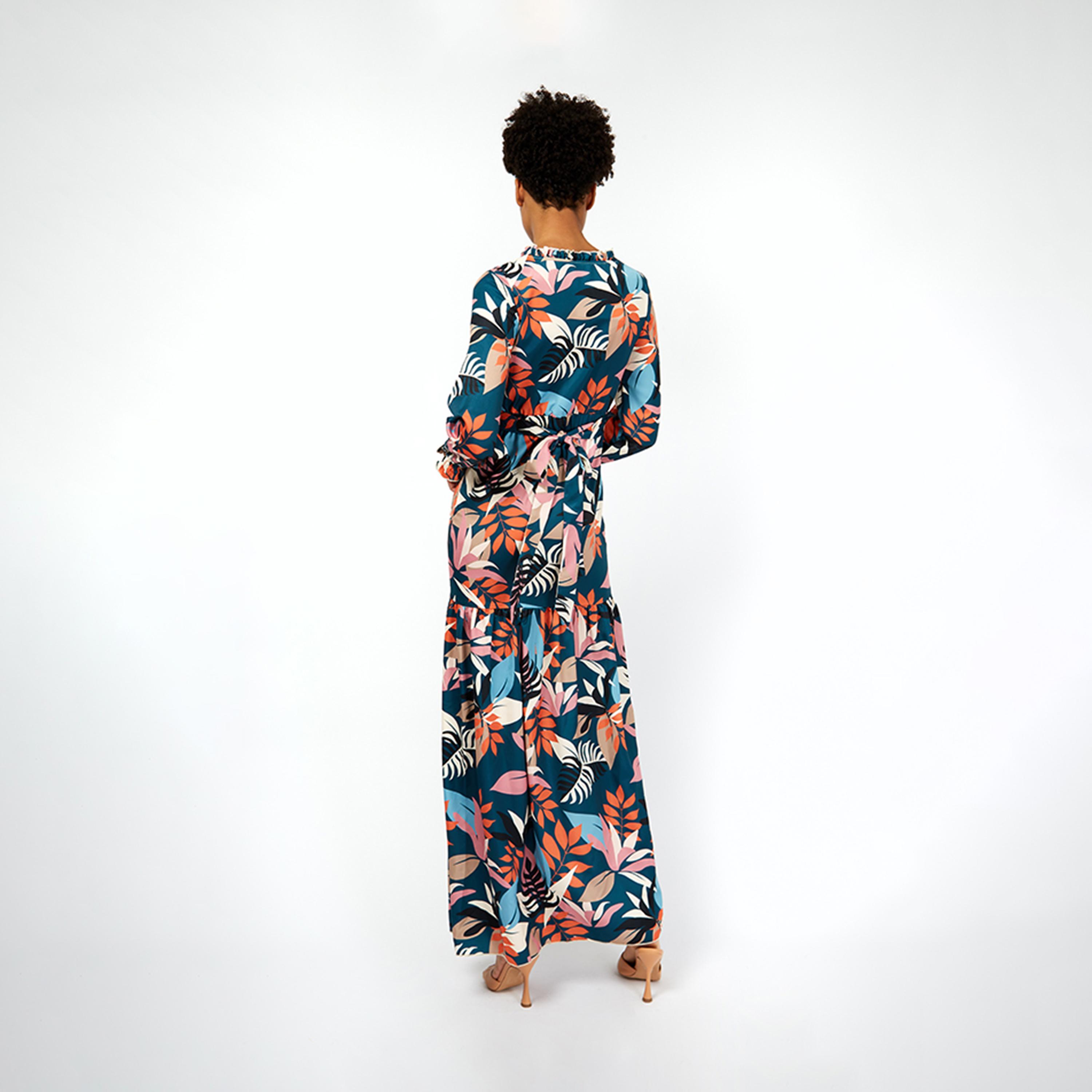 Little Mistress Printed Collared Tiered Maxi Dress with Long Sleeves-women-clothing-dresses-image-2