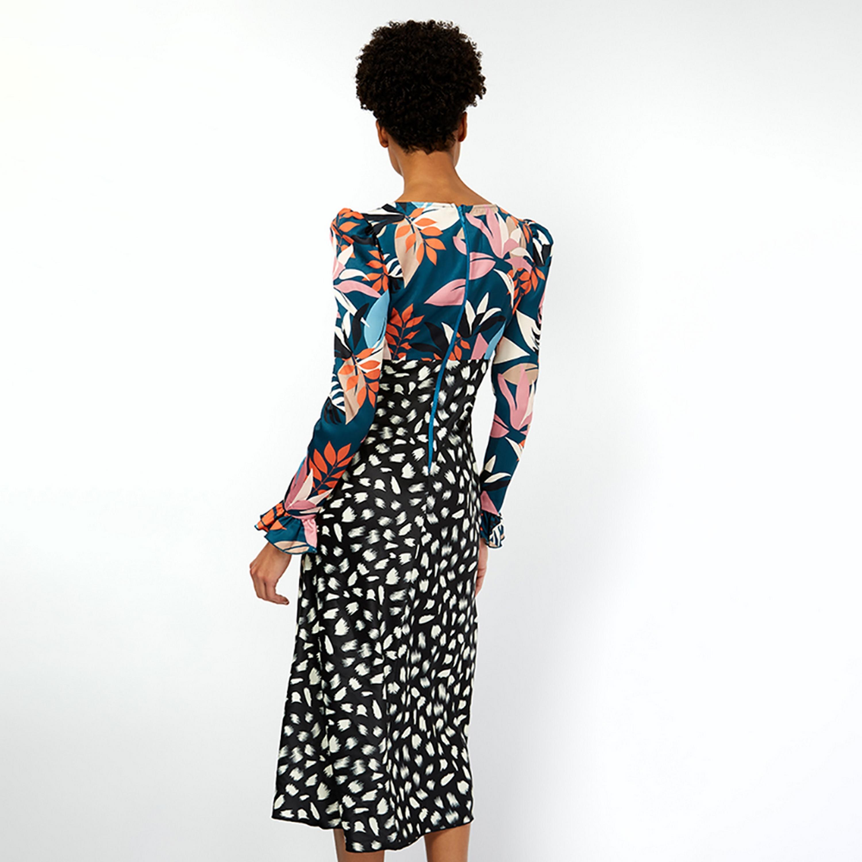 Little Mistress Multicolour Printed Splice Midi Women's Dress-women-clothing-dresses-image-3