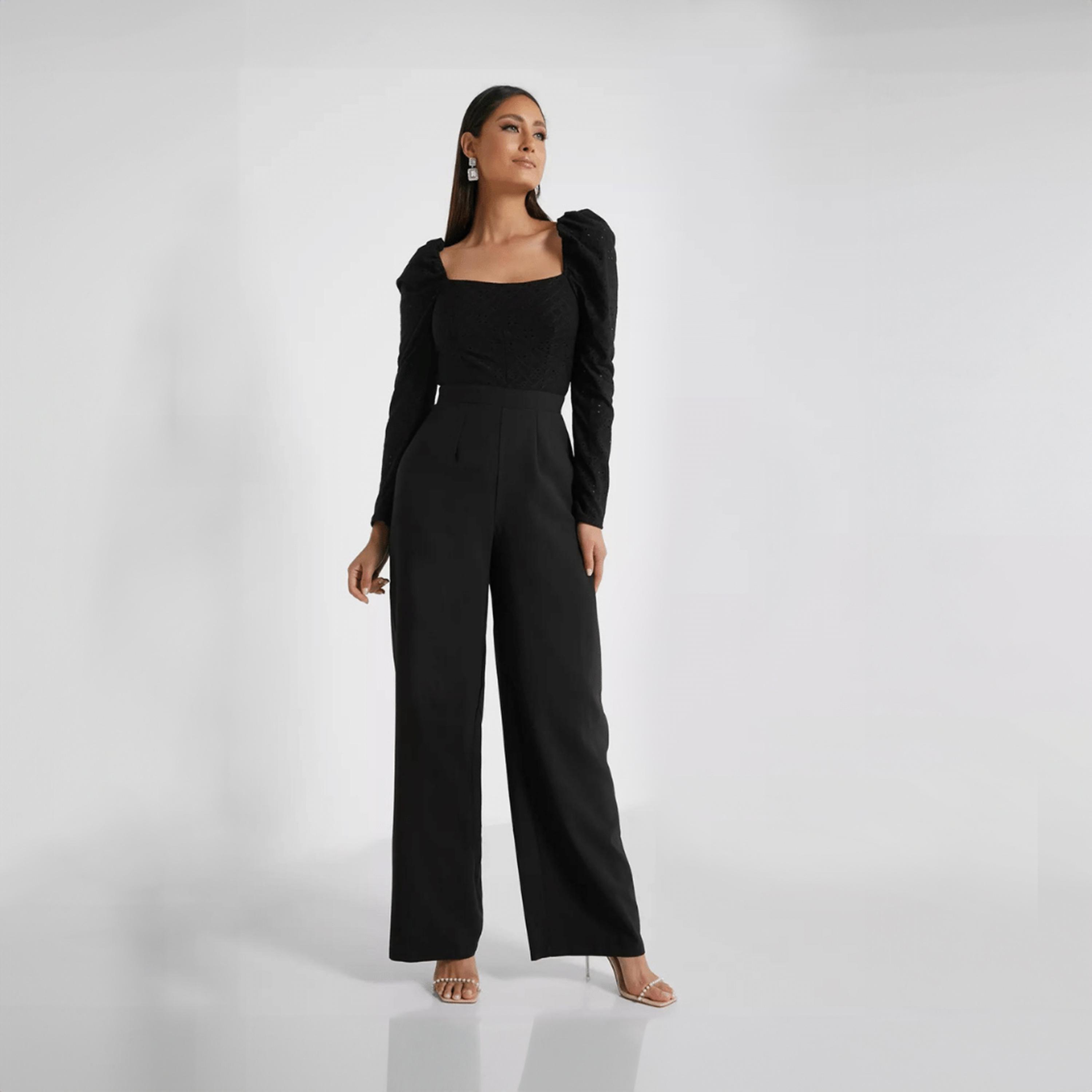ليتل مسترس- جمبسوت ياقة مربعة أكمام منفوخة-women-clothing-jumpsuits-image-1