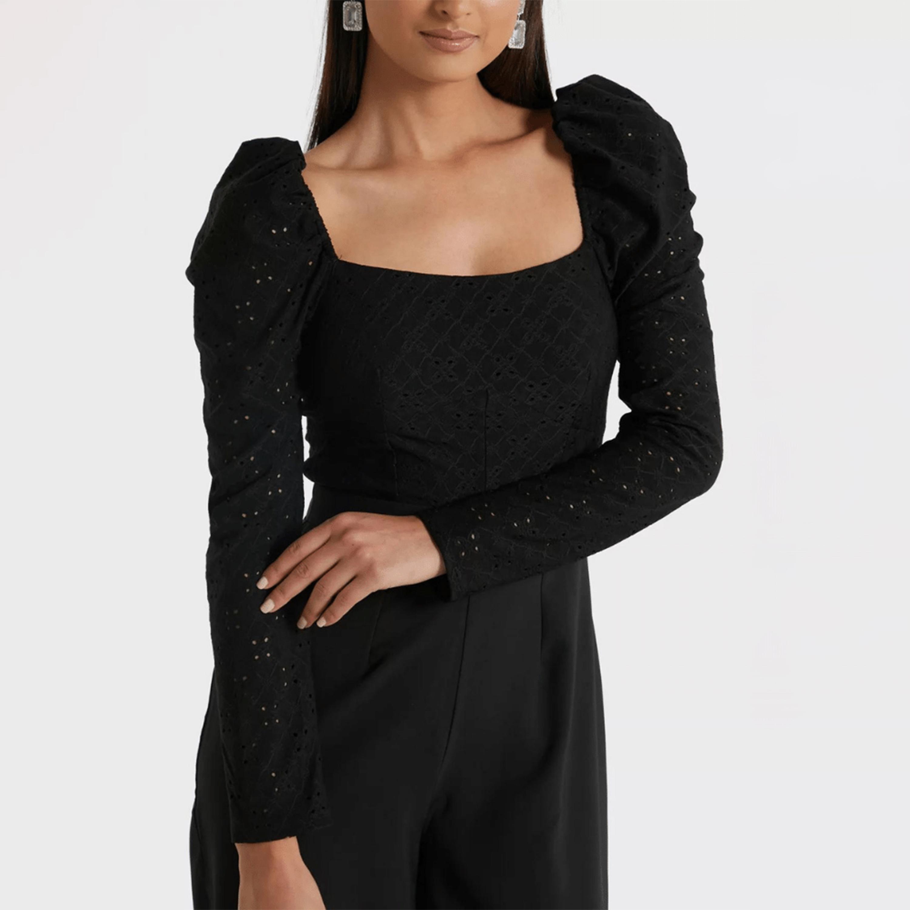 ليتل مسترس- جمبسوت ياقة مربعة أكمام منفوخة-women-clothing-jumpsuits-image-3