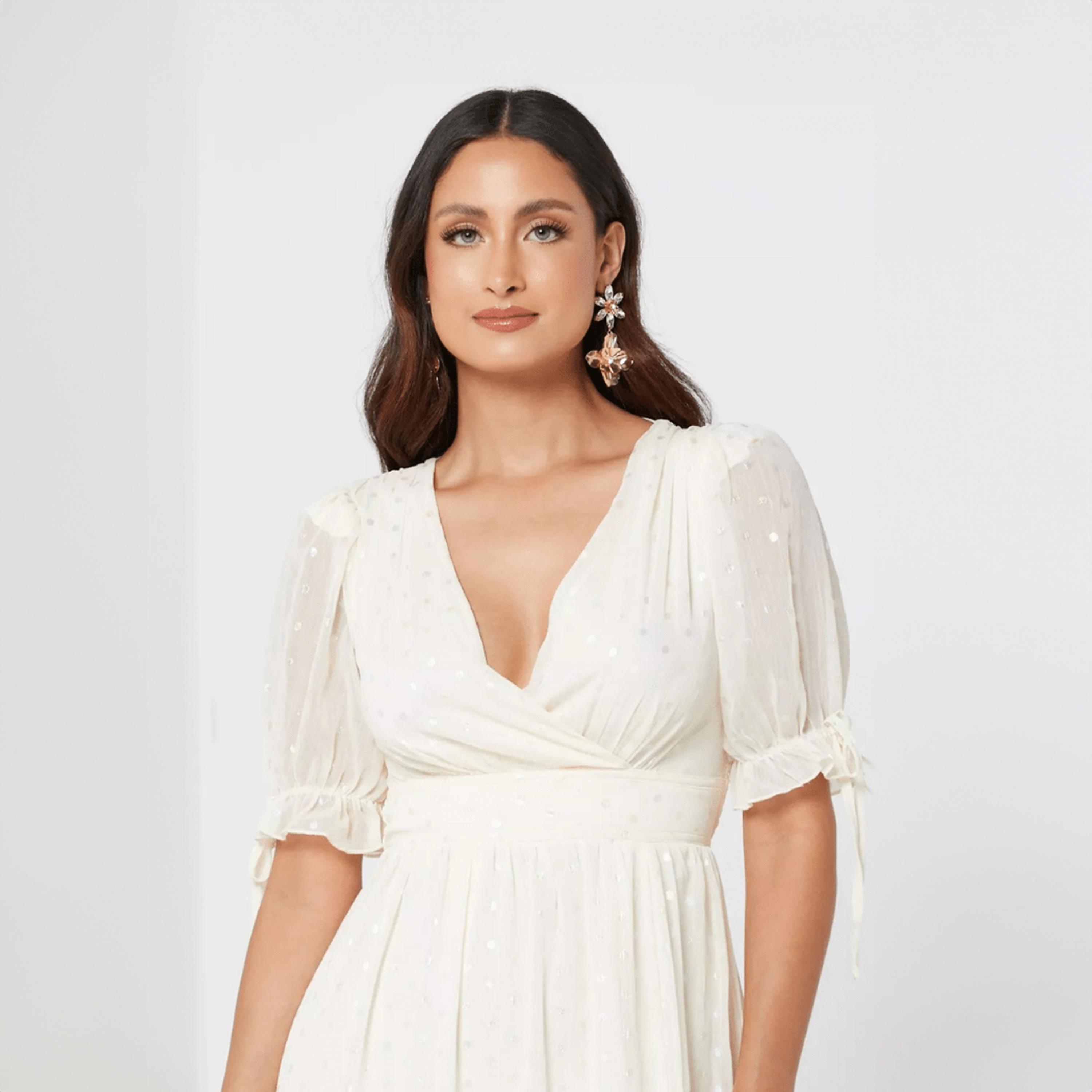 ليتل مسترس- فستان ماكسي بفتحة ياقة على شكل V تصميم منقوش أكمام قصيرة-women-clothing-dresses-image-3