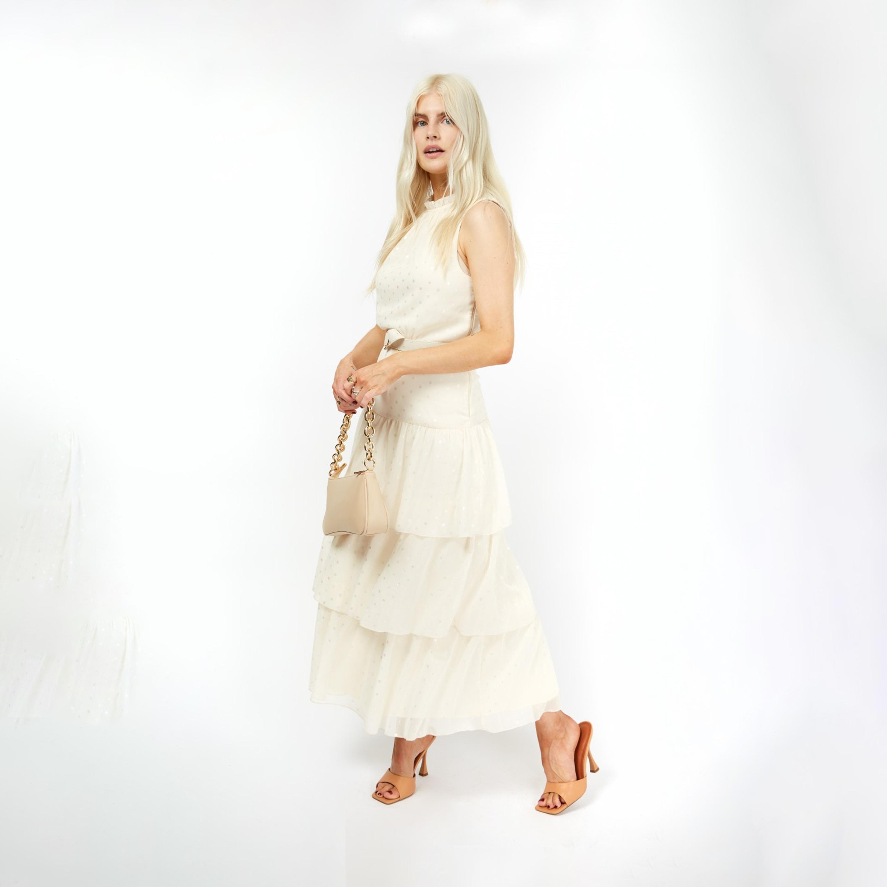 ليتل مسترس- فستان ماكسي طبقات منقط ياقة على شكل V -women-clothing-dresses-image-1