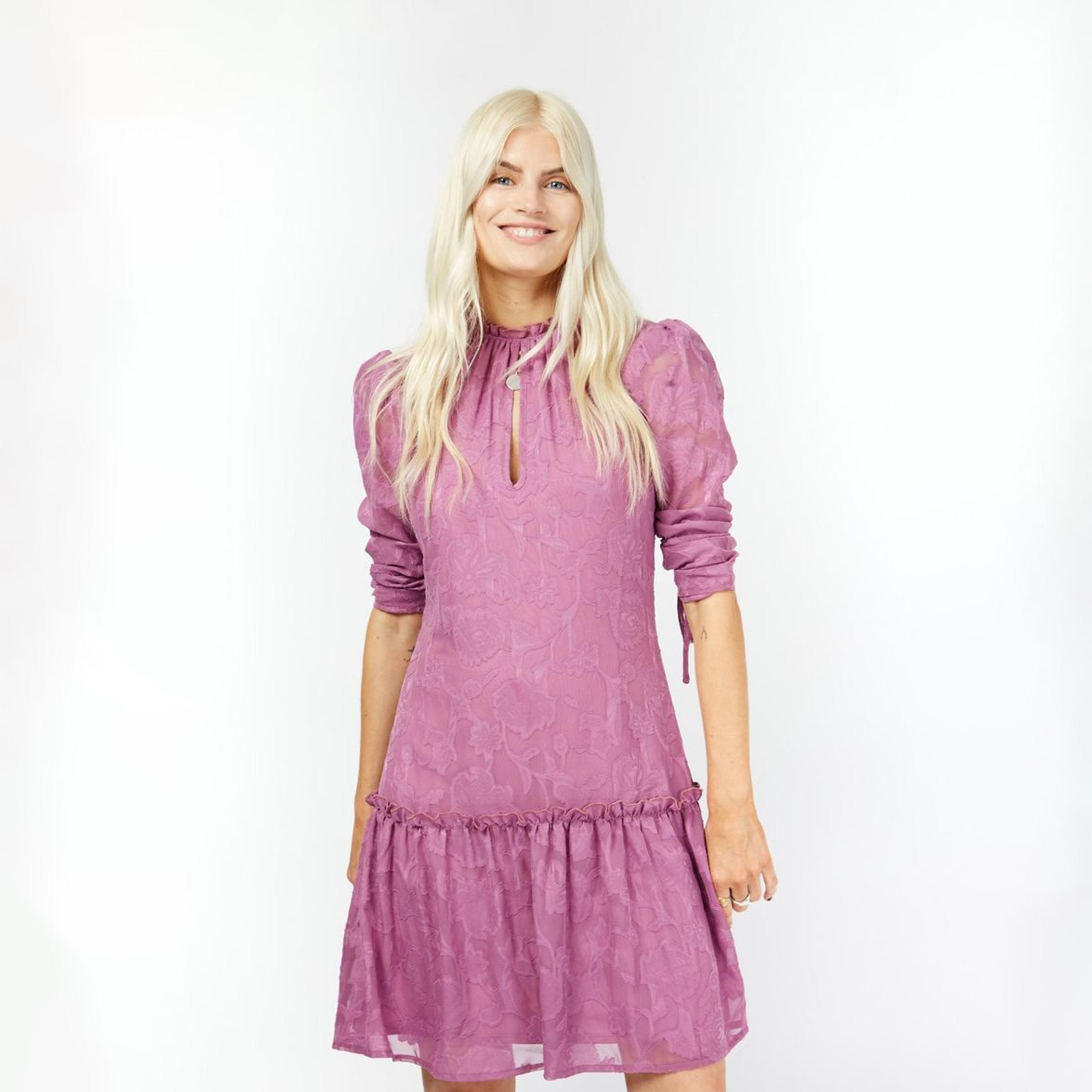Little Mistress Lace High Neck Shift Mini Dress with Puff Sleeves-women-clothing-dresses-image-1