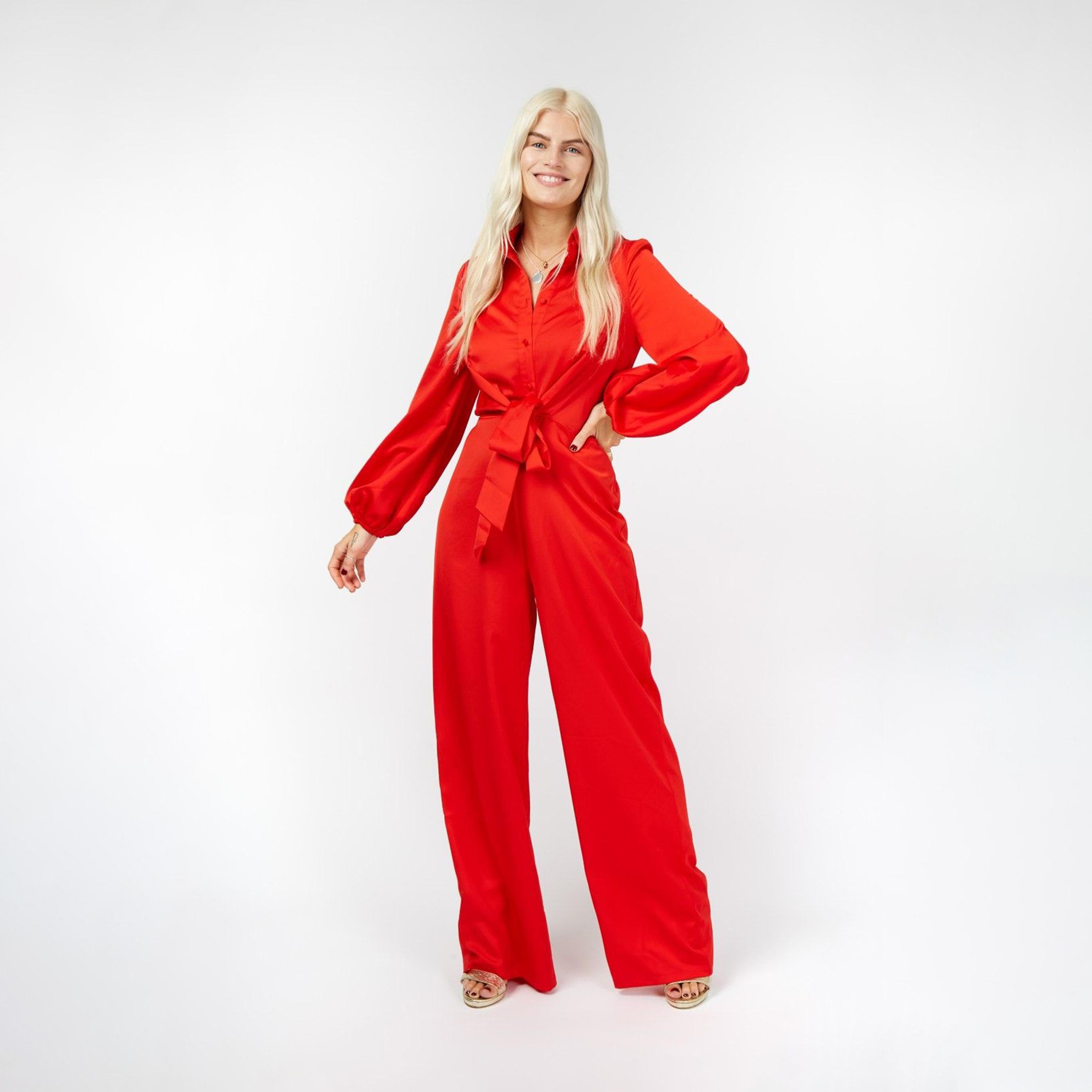 Little Mistress V-neck Jumpsuit with Puff Sleeves-women-clothing-jumpsuits-image-1