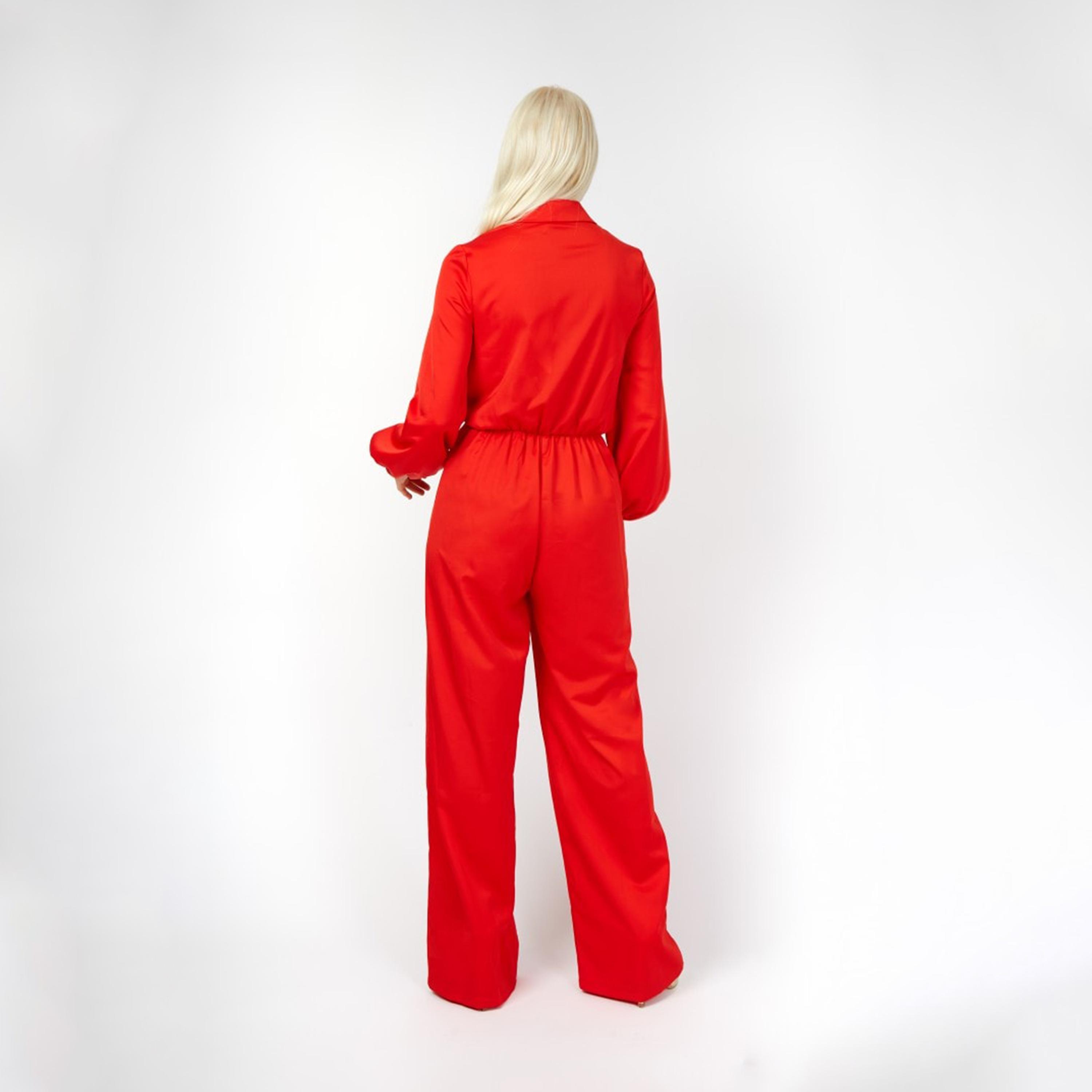 Little Mistress V-neck Jumpsuit with Puff Sleeves-women-clothing-jumpsuits-image-3