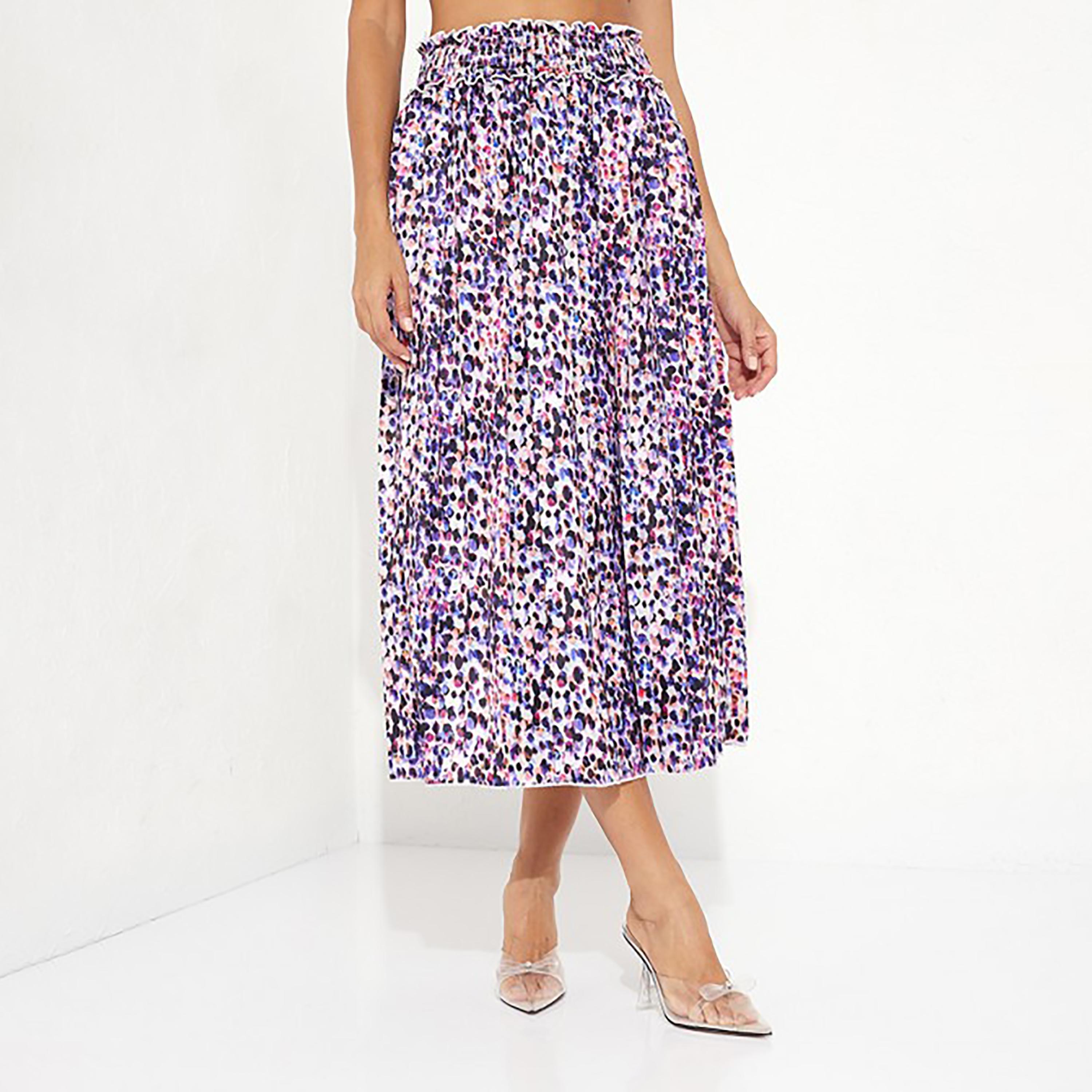 Little Mistress Multicolour Midi Women's Smocked Skirt-women-clothing-skirts-image-1