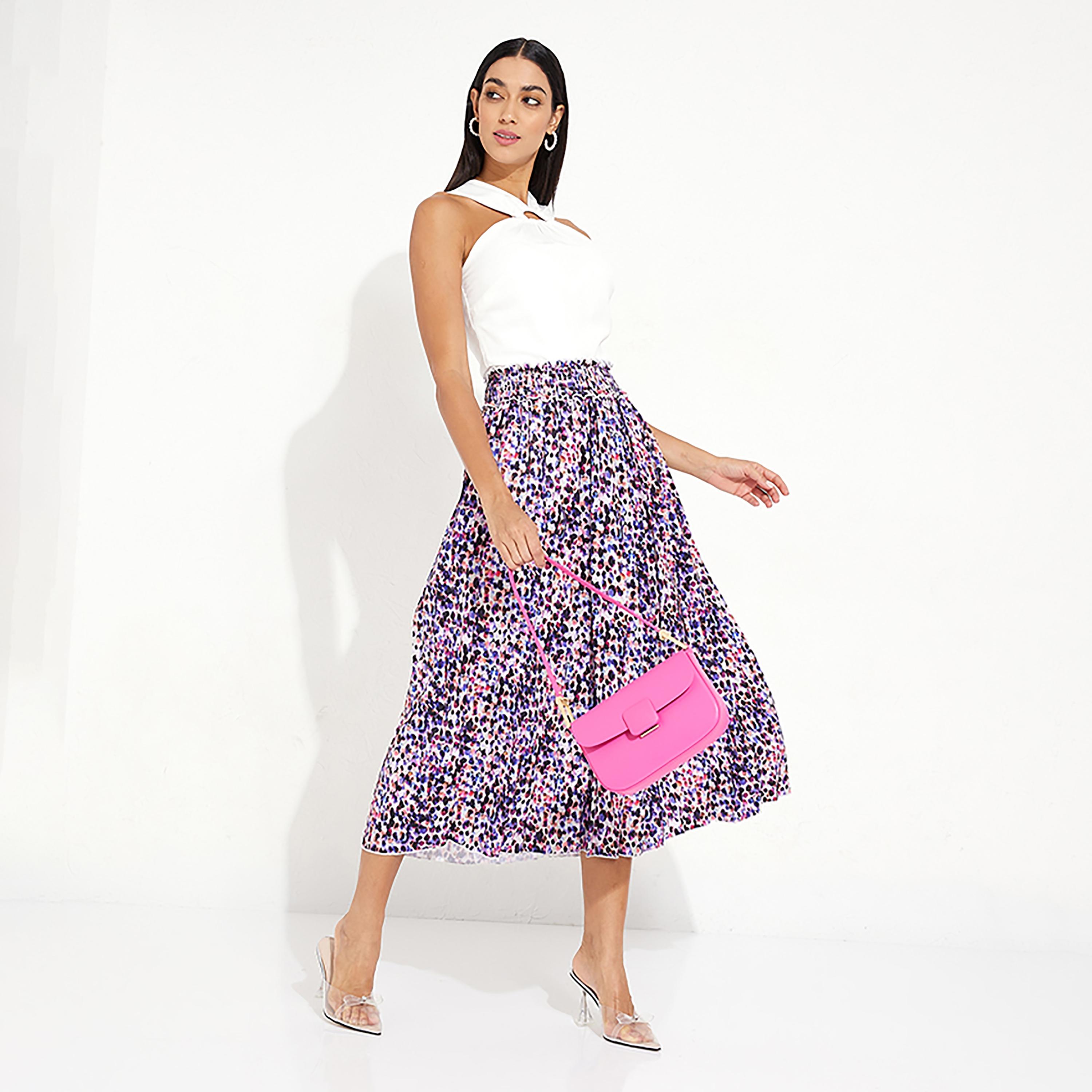 Little Mistress Multicolour Midi Women's Smocked Skirt-women-clothing-skirts-image-2