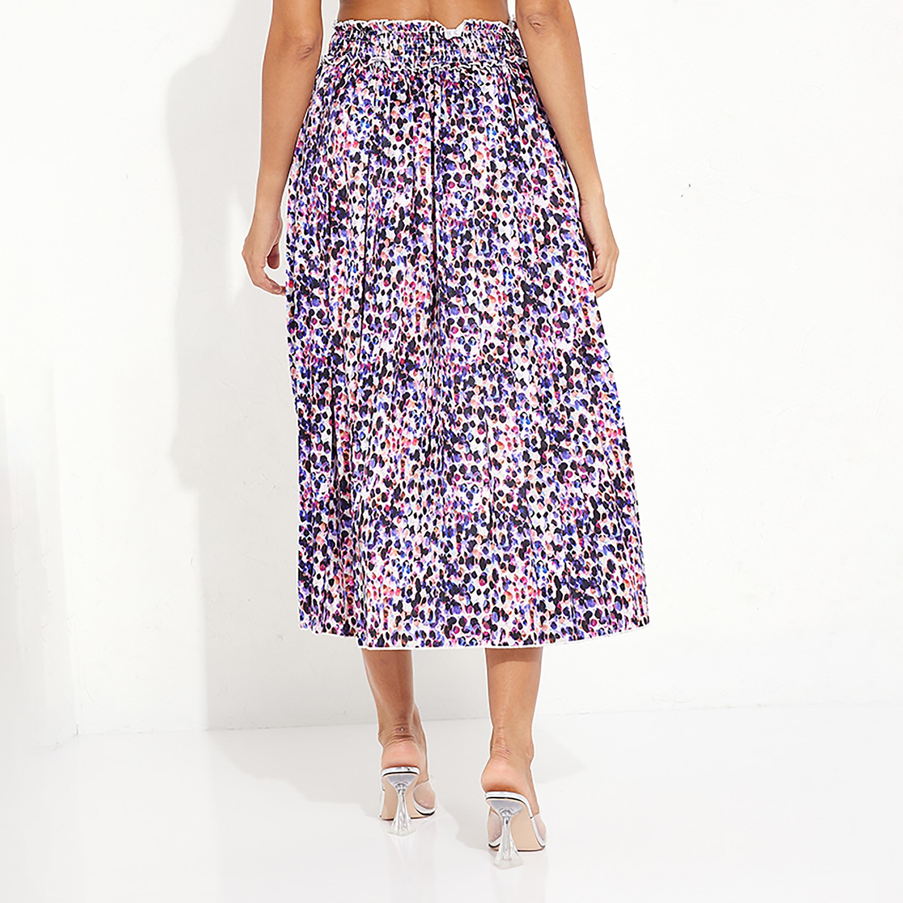 Little Mistress Multicolour Midi Women's Smocked Skirt-women-clothing-skirts-image-4