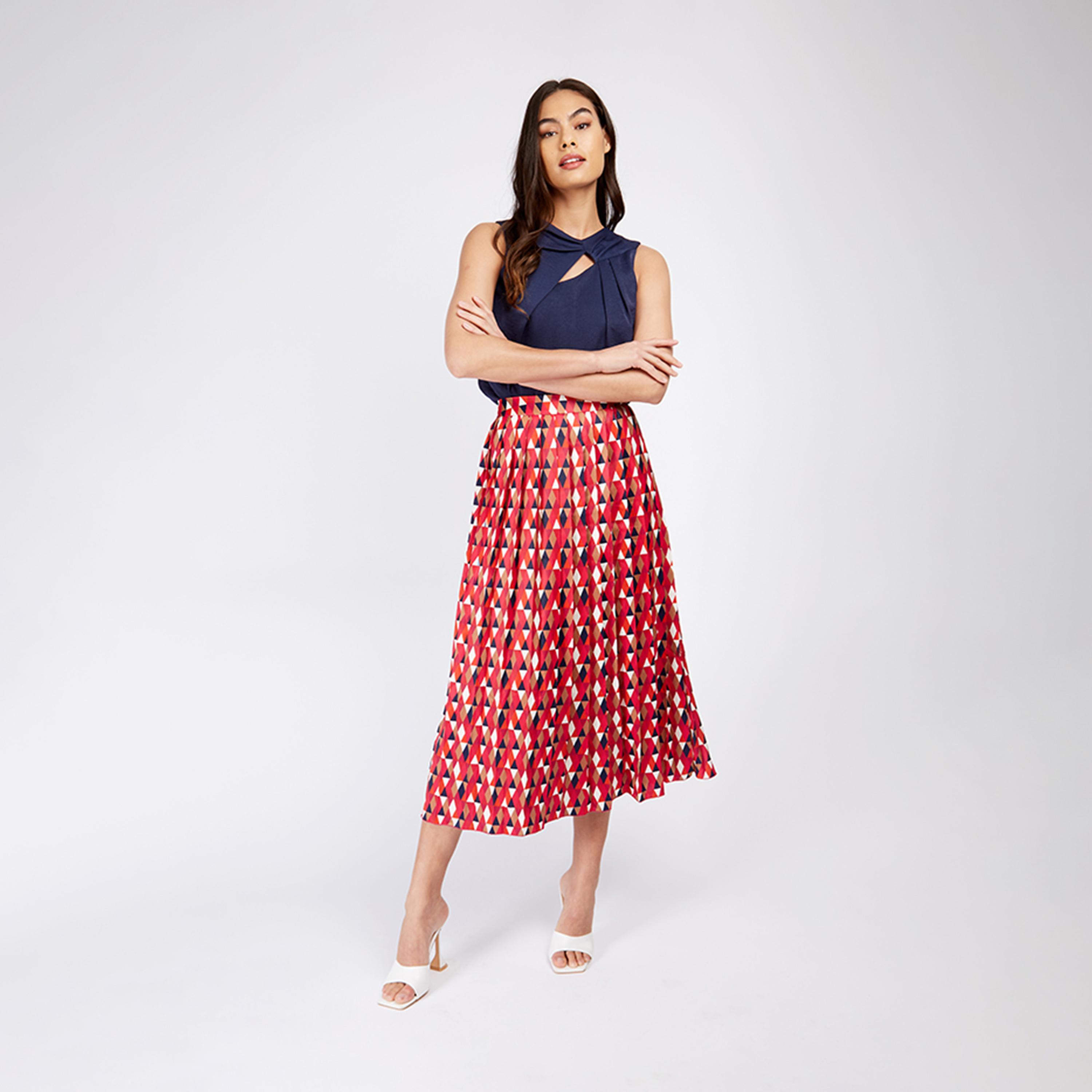 ليتل مسترس-  تنورة بشكل A متوسطة الطول تصميم منقوش -women-clothing-skirts-image-1