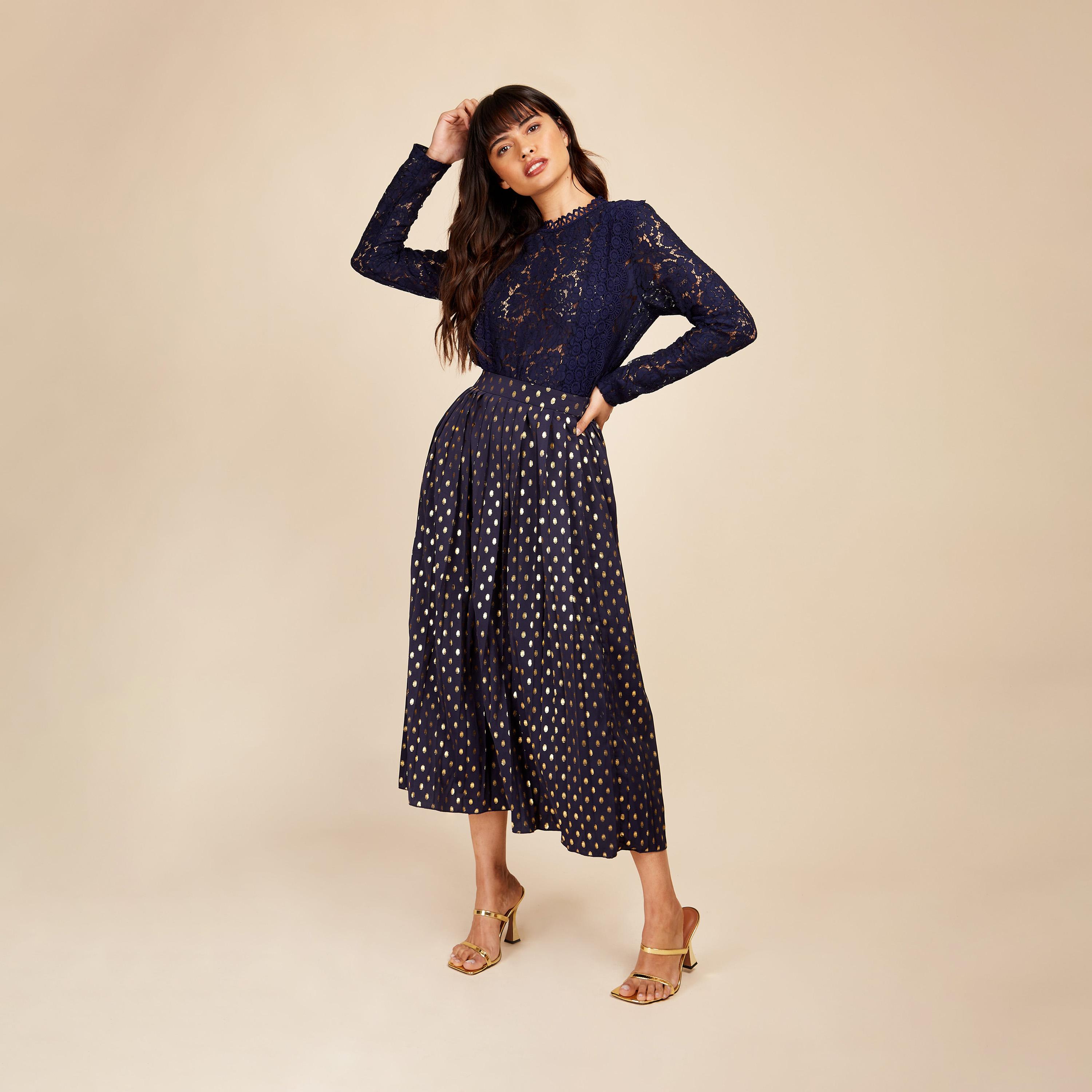 Little Mistress Pleated Maxi A-line Skirt -women-clothing-skirts-image-2
