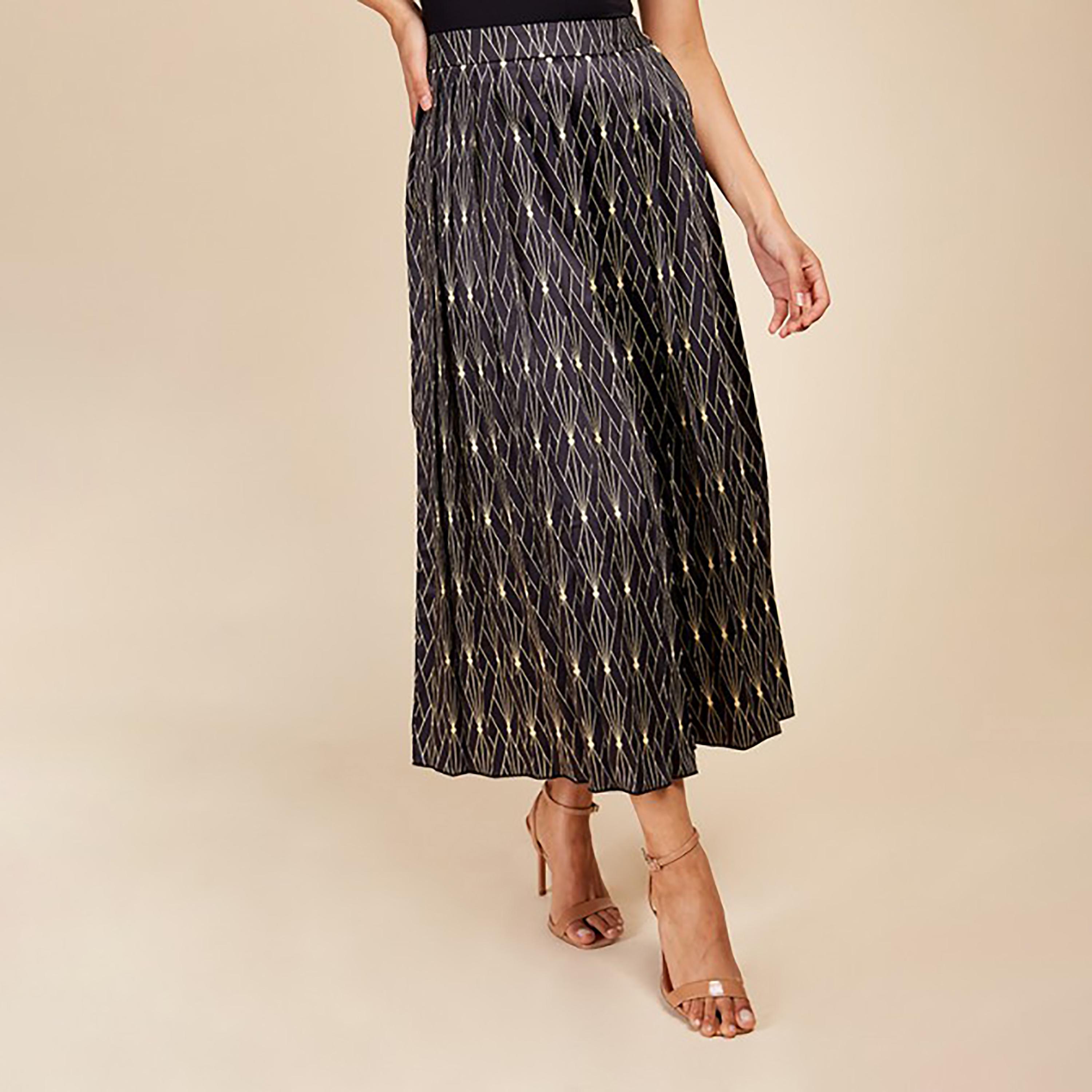 Little Mistress Black Midi Women's Pleated Skirt-women-clothing-skirts-image-1