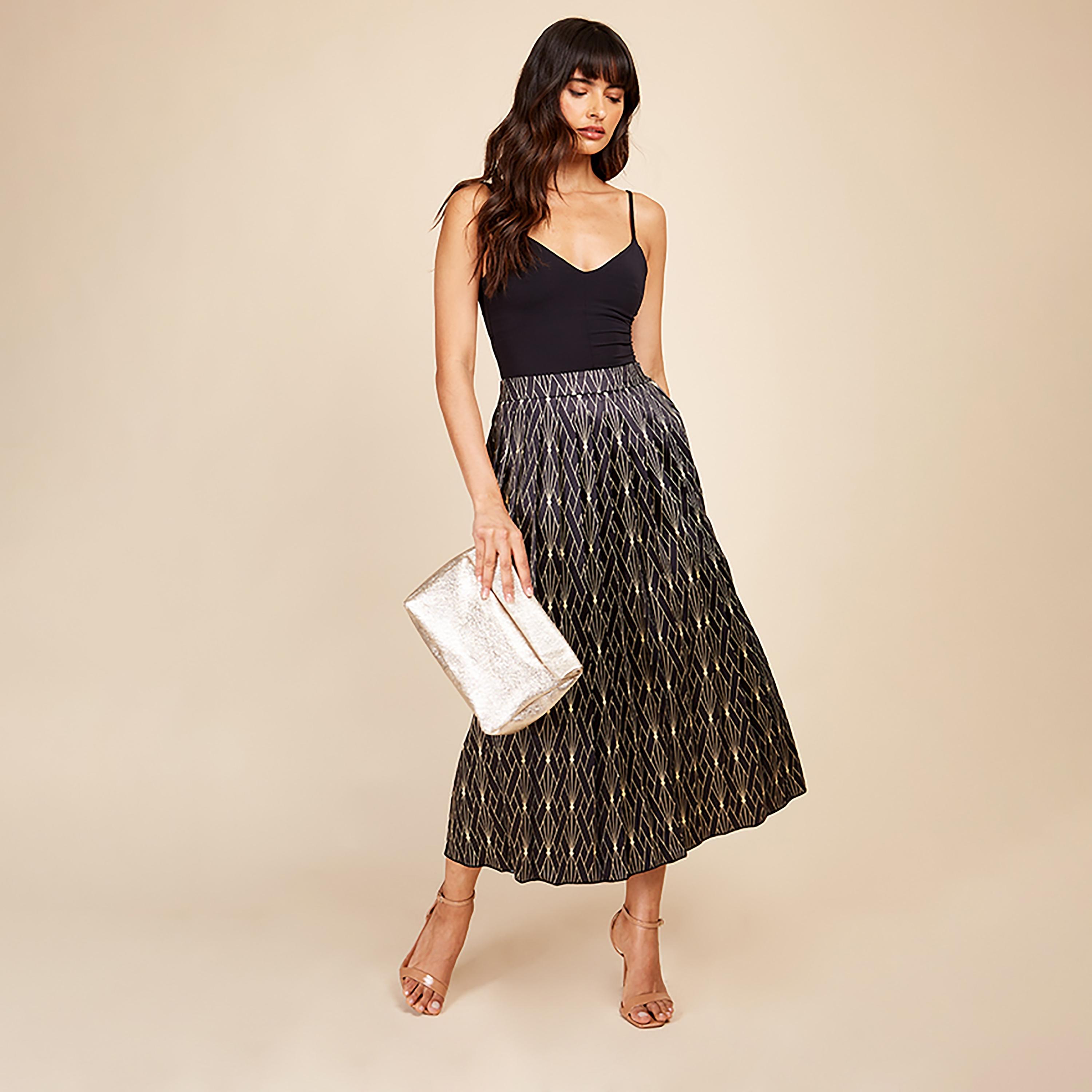 Little Mistress Black Midi Women's Pleated Skirt-women-clothing-skirts-image-2