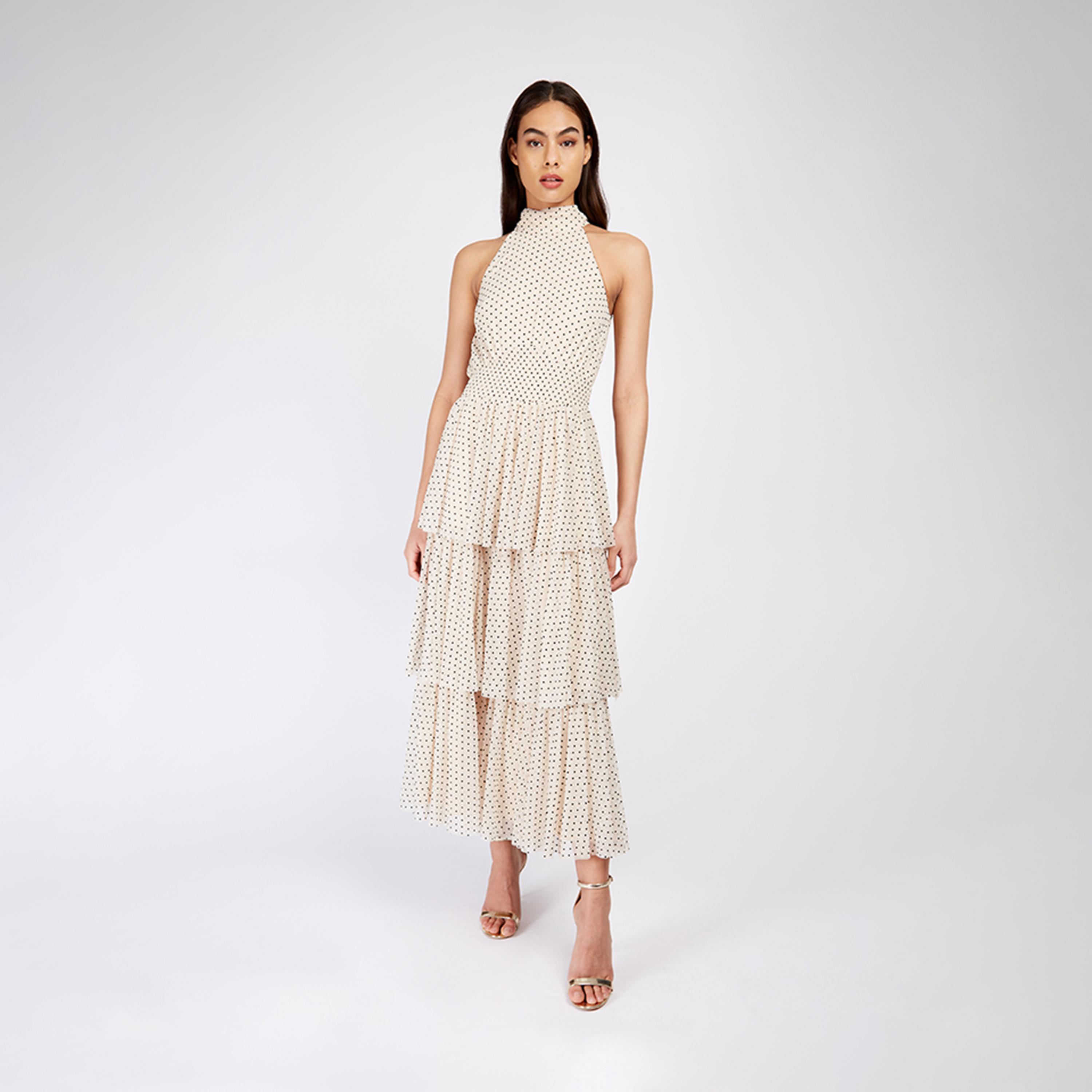 ليتل مسترس- فستان ماكسي طبقات منقط ياقة عالية-women-clothing-dresses-image-1