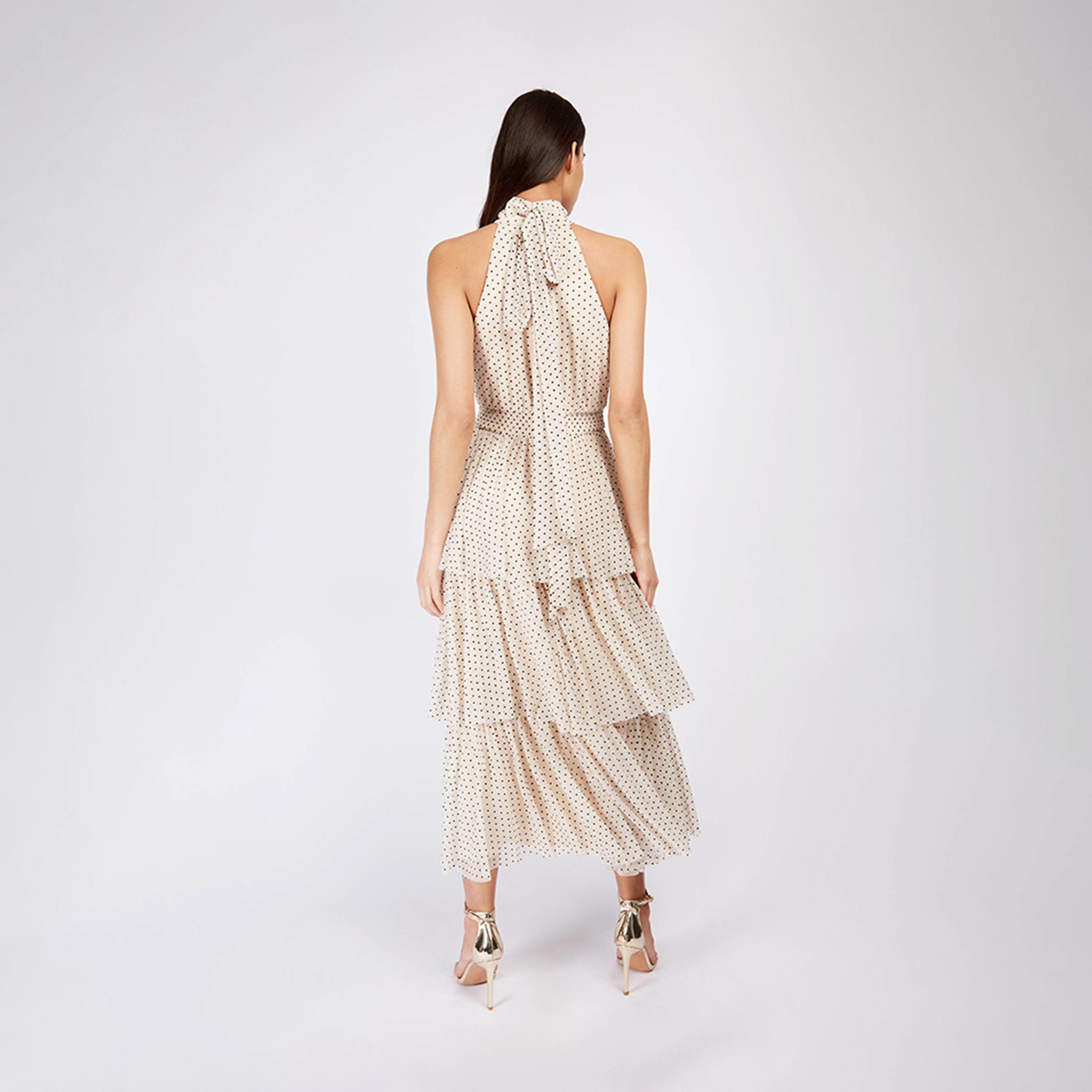 ليتل مسترس- فستان ماكسي طبقات منقط ياقة عالية-women-clothing-dresses-image-3