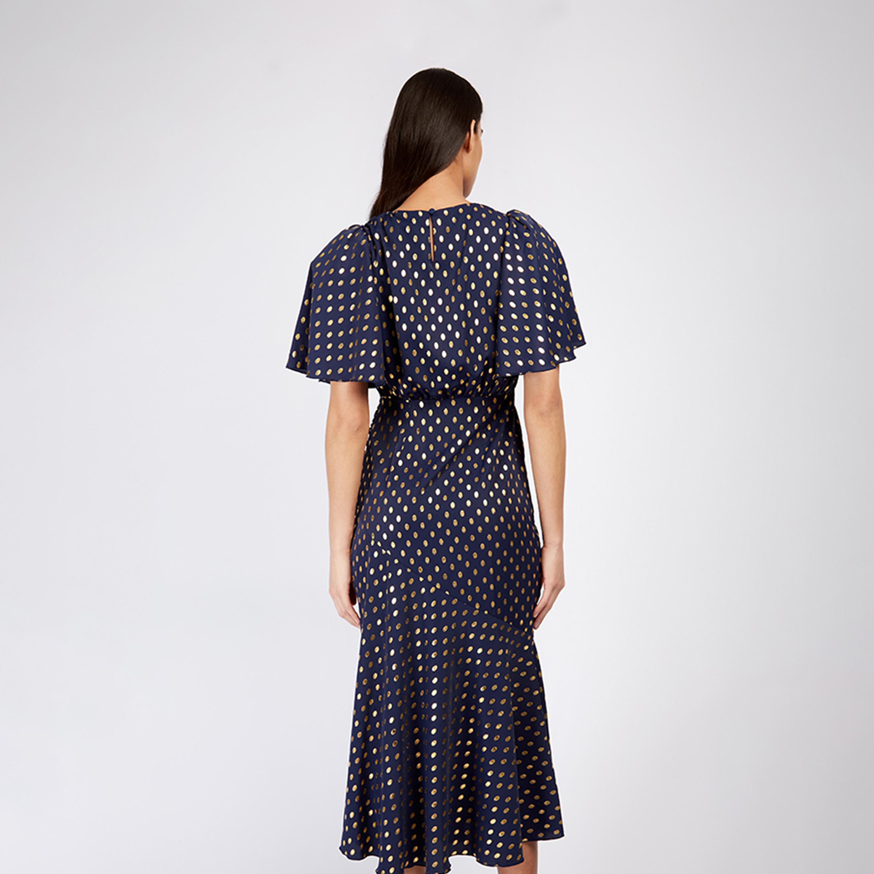 ليتل مسترس- فستان متوسط الطول غير متماثل منقط أكمام قصيرة-women-clothing-dresses-image-3
