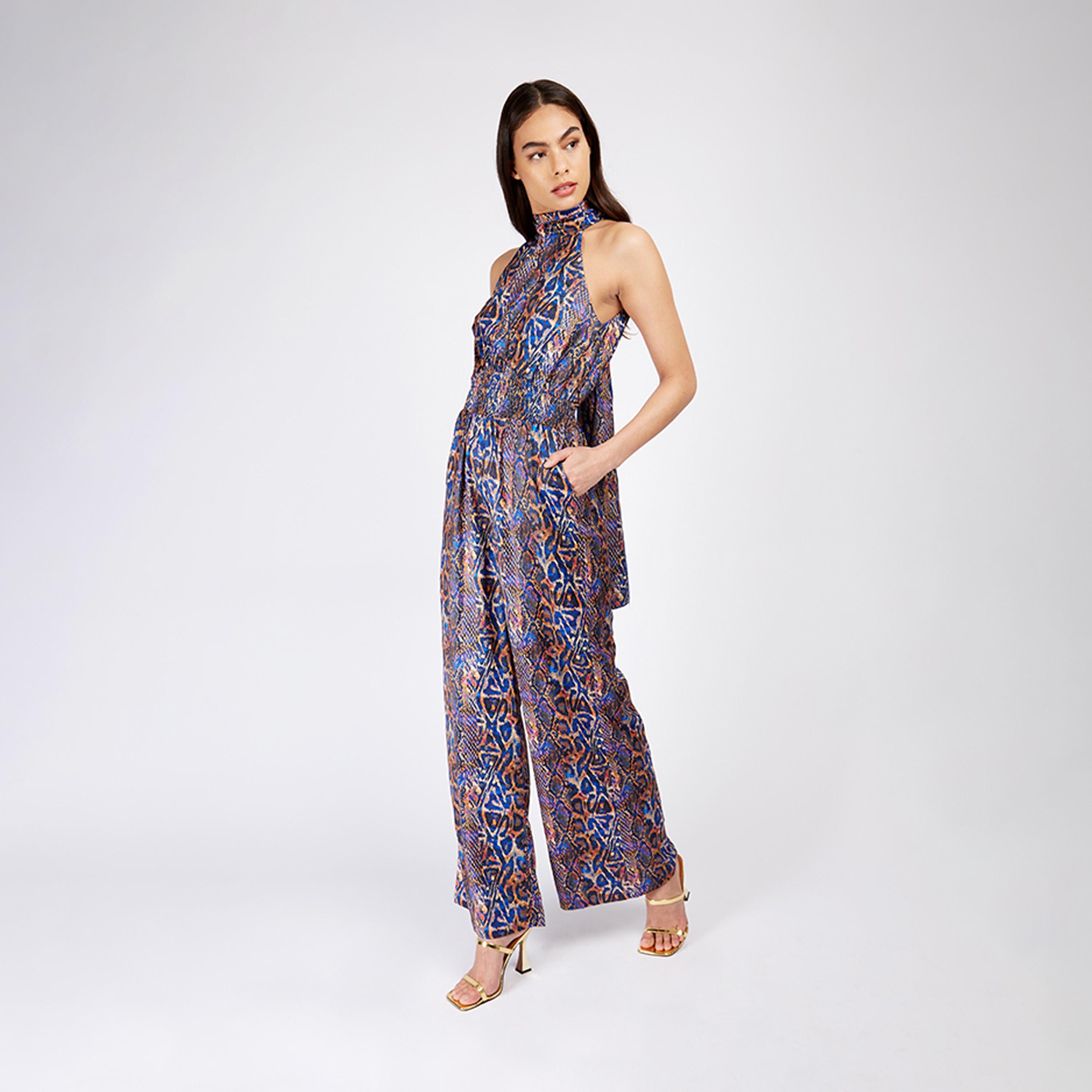 ليتل مسترس- جمبسوت بدون أكمام ياقة مرتفعة نقشة حيوانات-women-clothing-jumpsuits-image-1