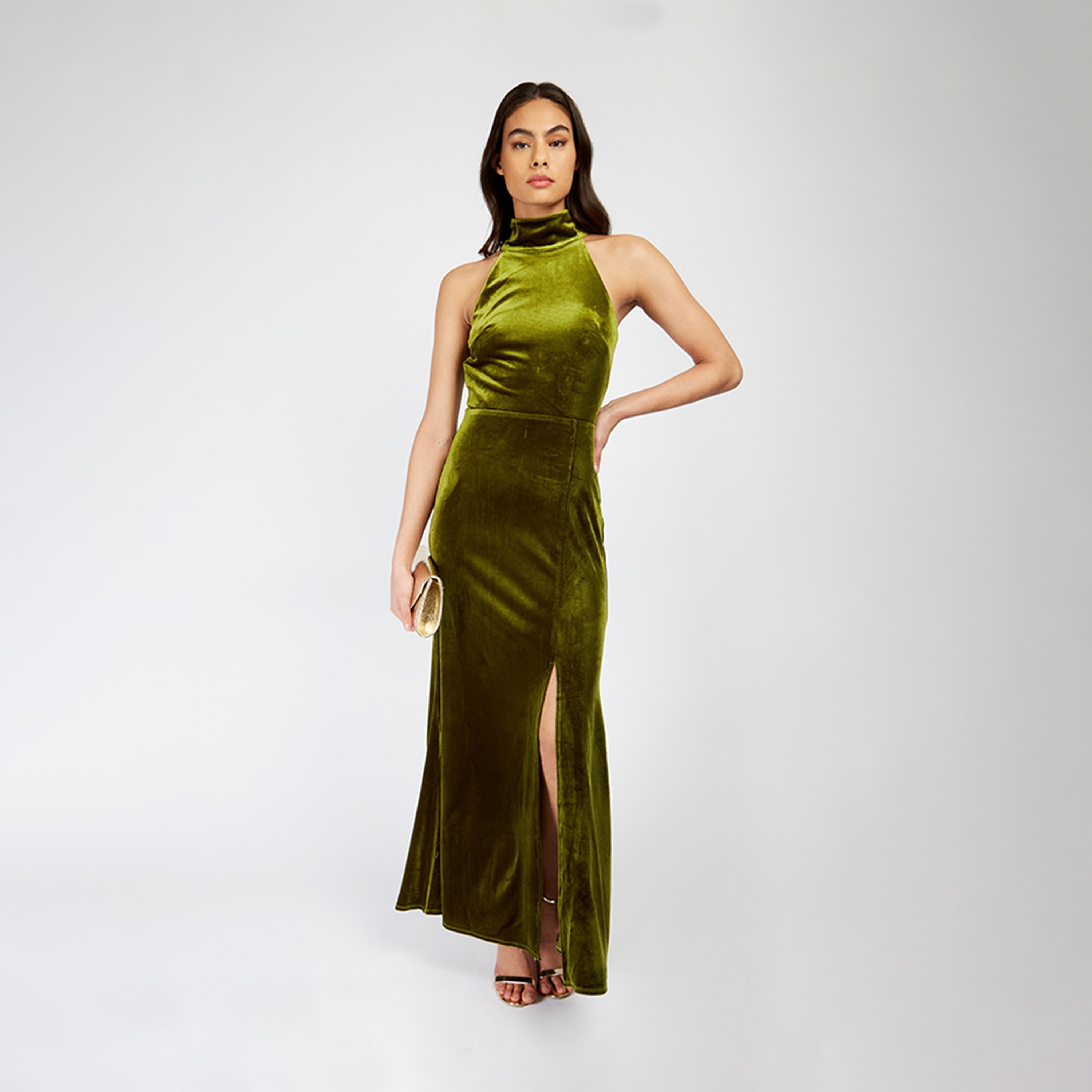 فستان طويل بفتحة رقبة عالية من ليتل ميستريس فيلفيت-women-clothing-dresses-image-1