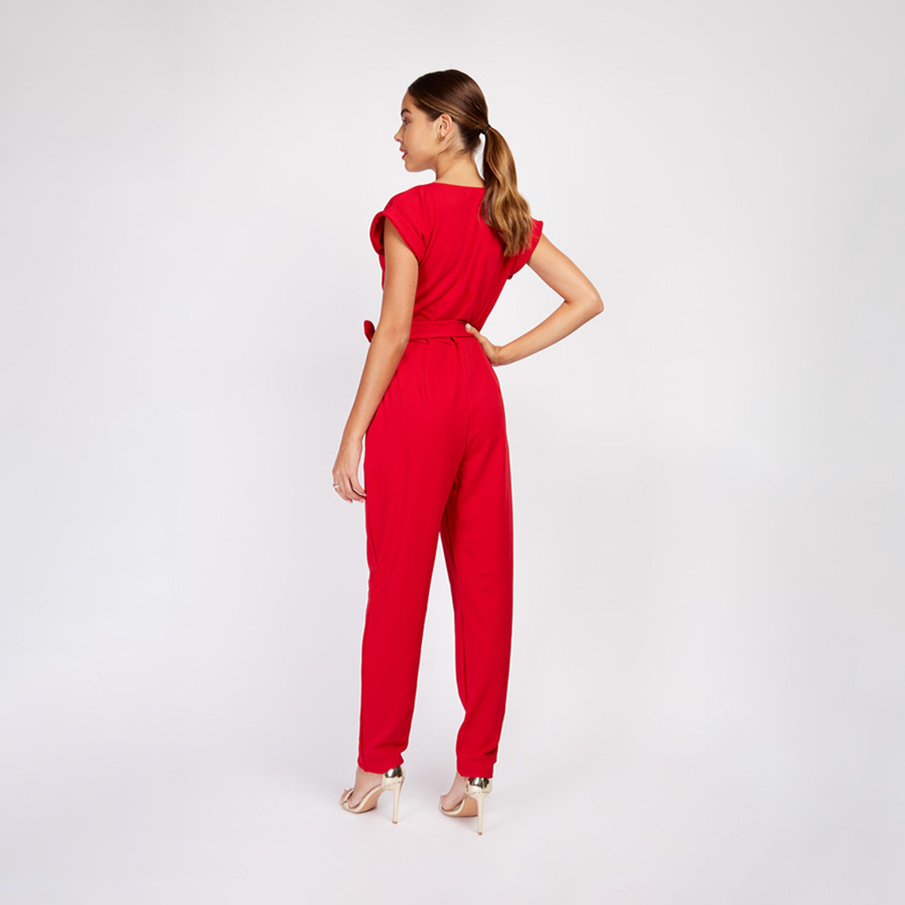 ليتل مسترس- جمبسوت ياقة على شكل V أكمام قصيرة-women-clothing-jumpsuits-image-4