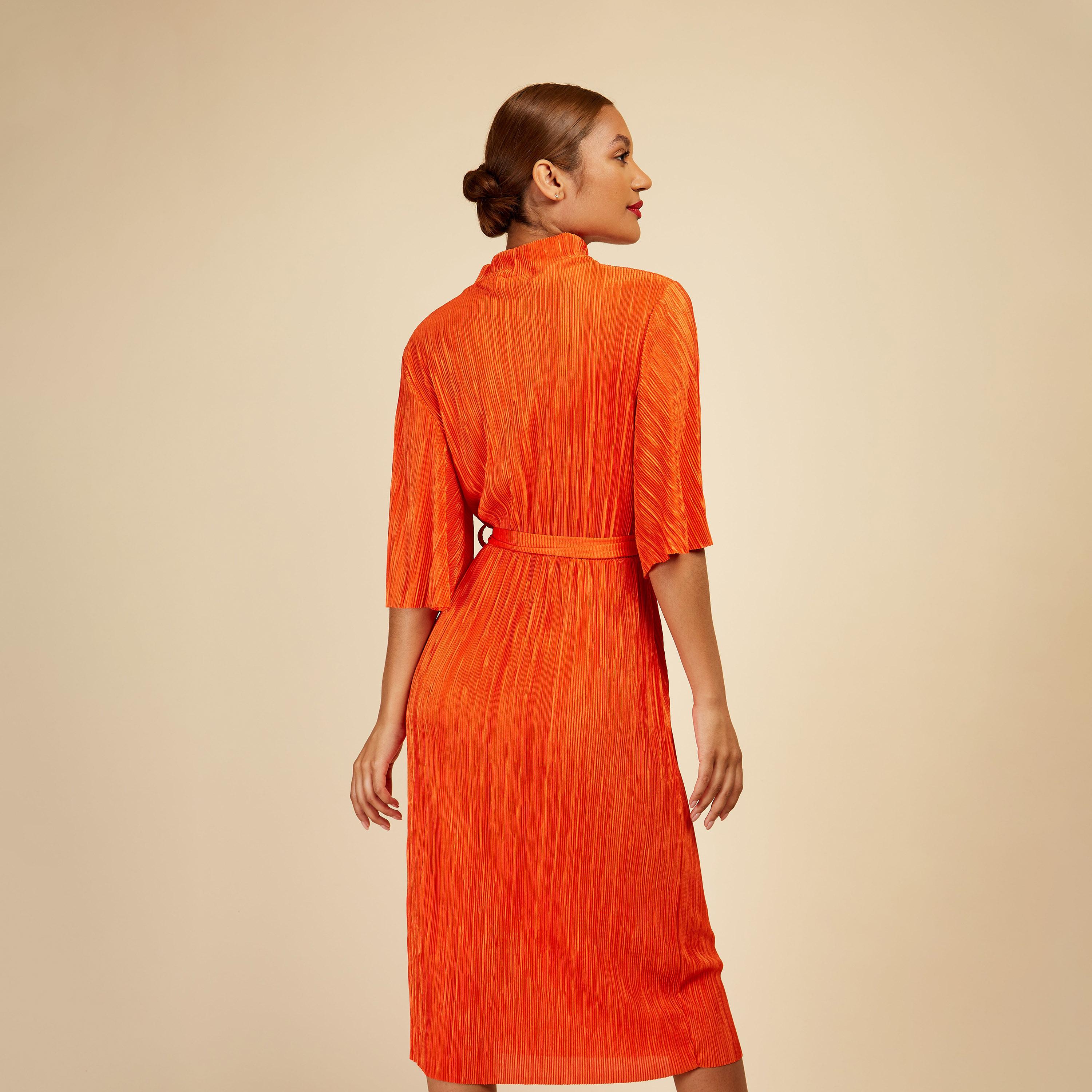 Little Mistress Textured High Neck Pleated Midi Dress-women-clothing-dresses-image-4