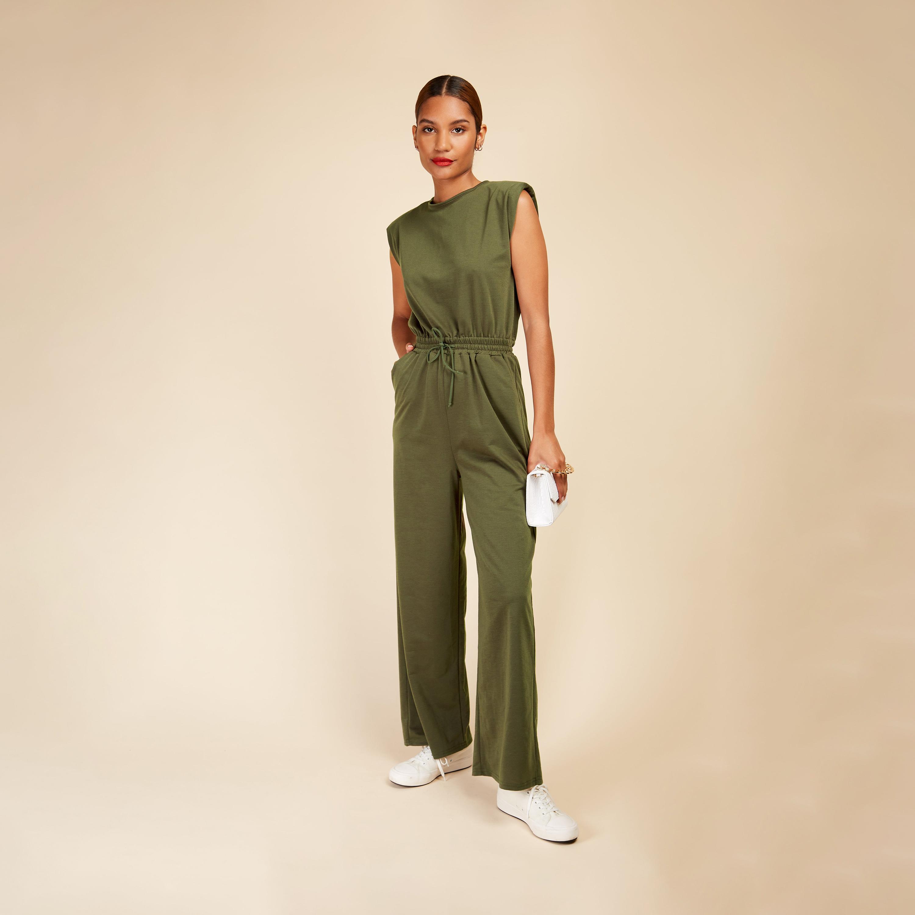 Little Mistress Satin Round Neck Jumpsuit with Cap Sleeves-women-clothing-jumpsuits-image-1
