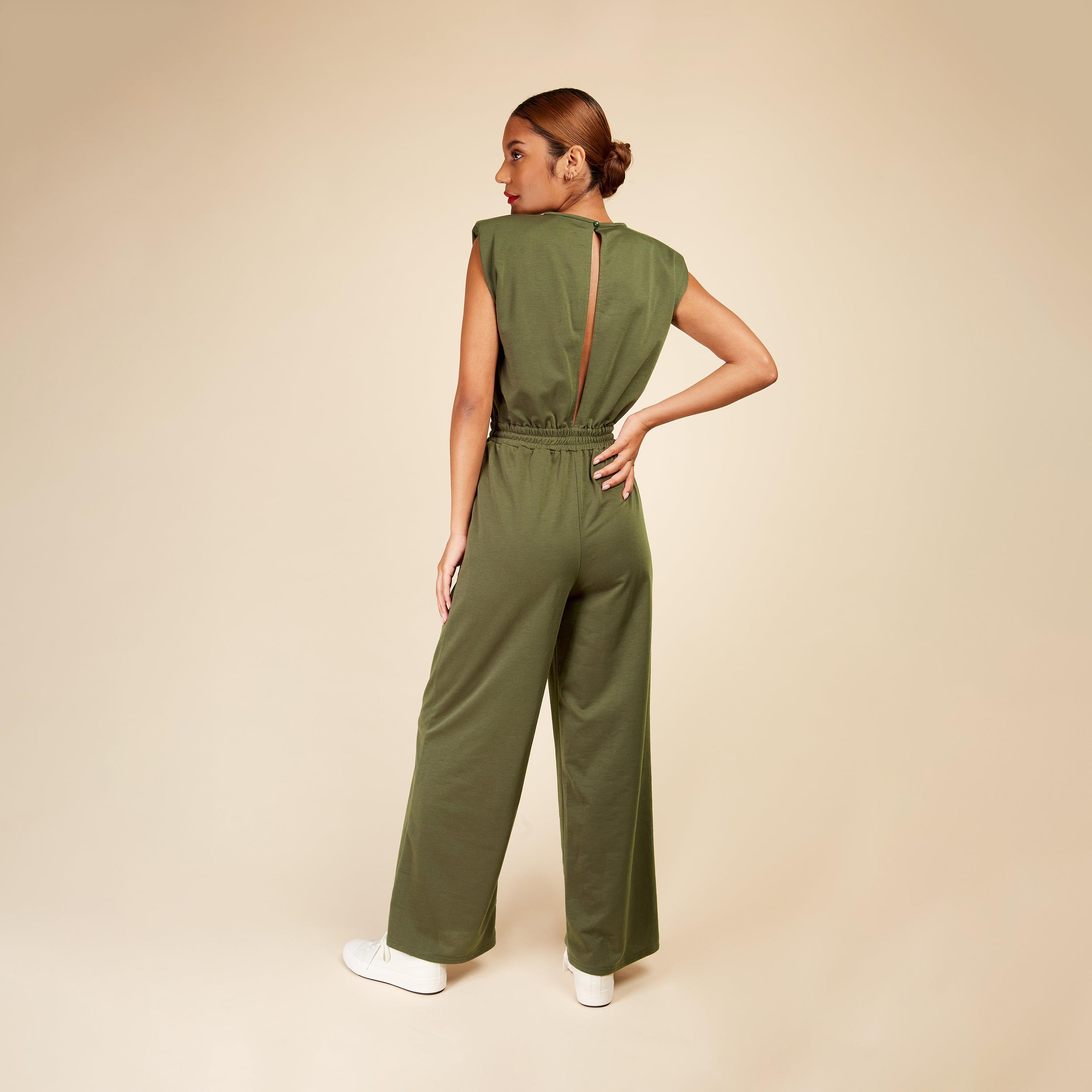 Little Mistress Satin Round Neck Jumpsuit with Cap Sleeves-women-clothing-jumpsuits-image-3