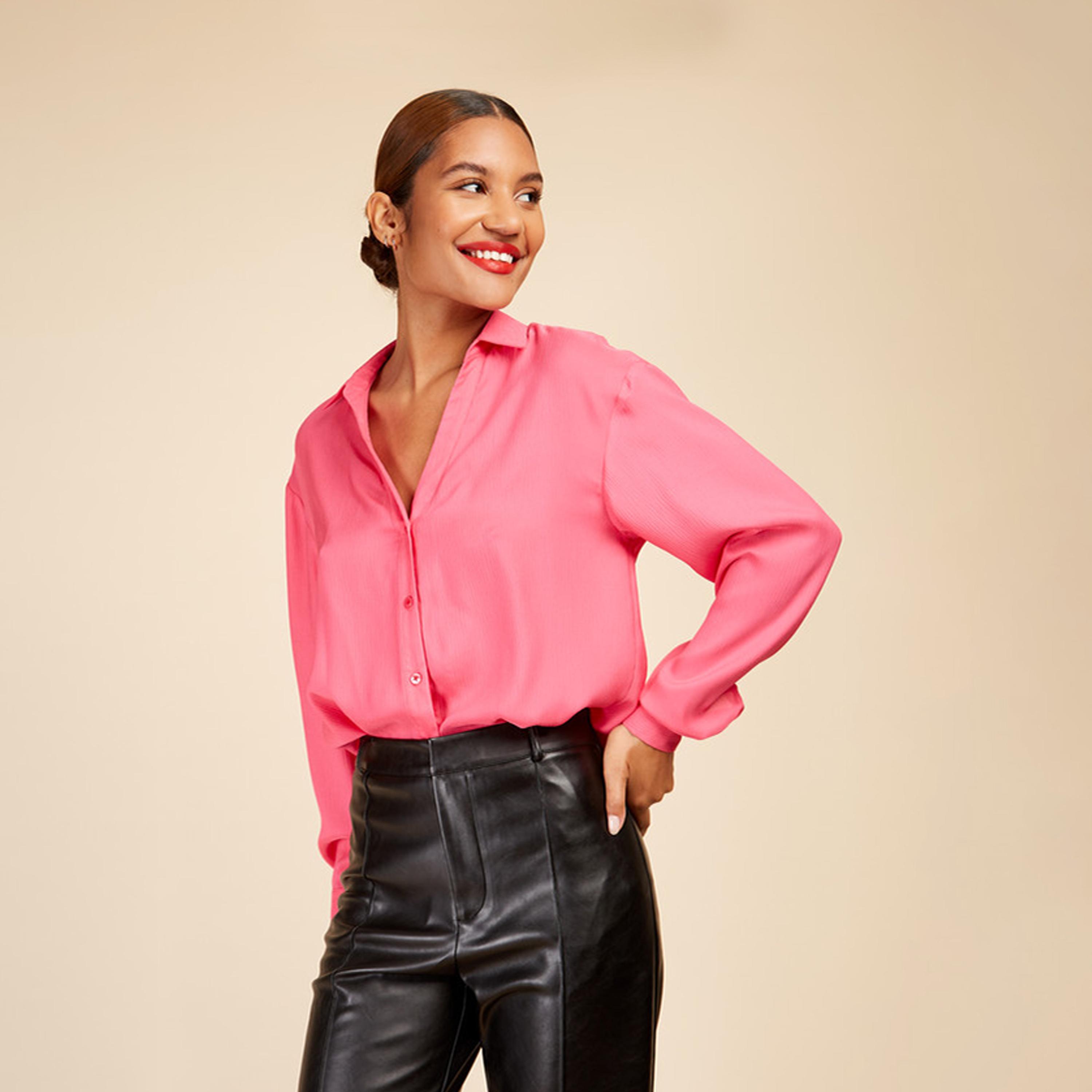 ليتل مسترس- بلوزة واسع اوفر سايزد بأزرار وأكمام منسدلة-women-clothing-shirtsandblouses-blouses-image-1