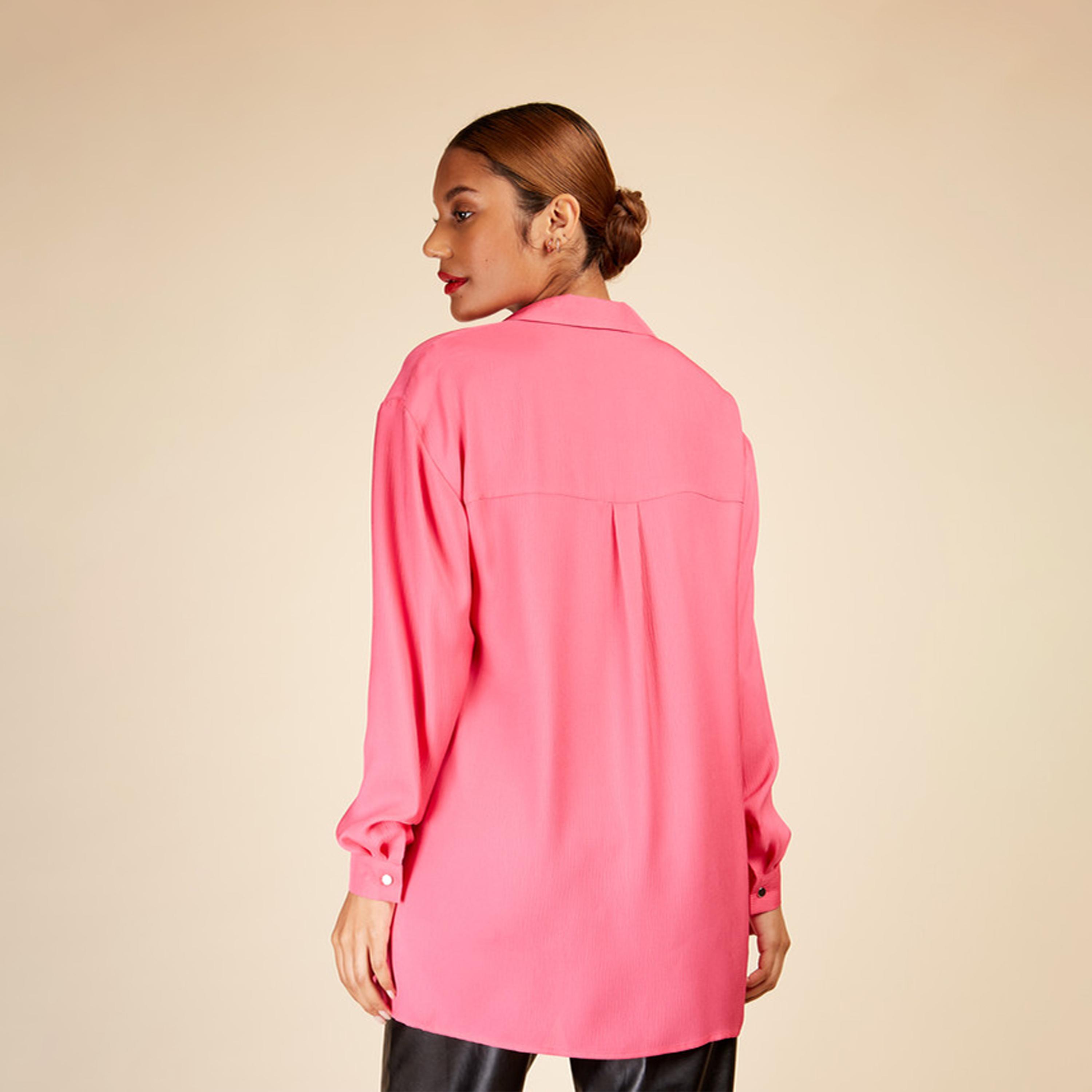 ليتل مسترس- بلوزة واسع اوفر سايزد بأزرار وأكمام منسدلة-women-clothing-shirtsandblouses-blouses-image-4