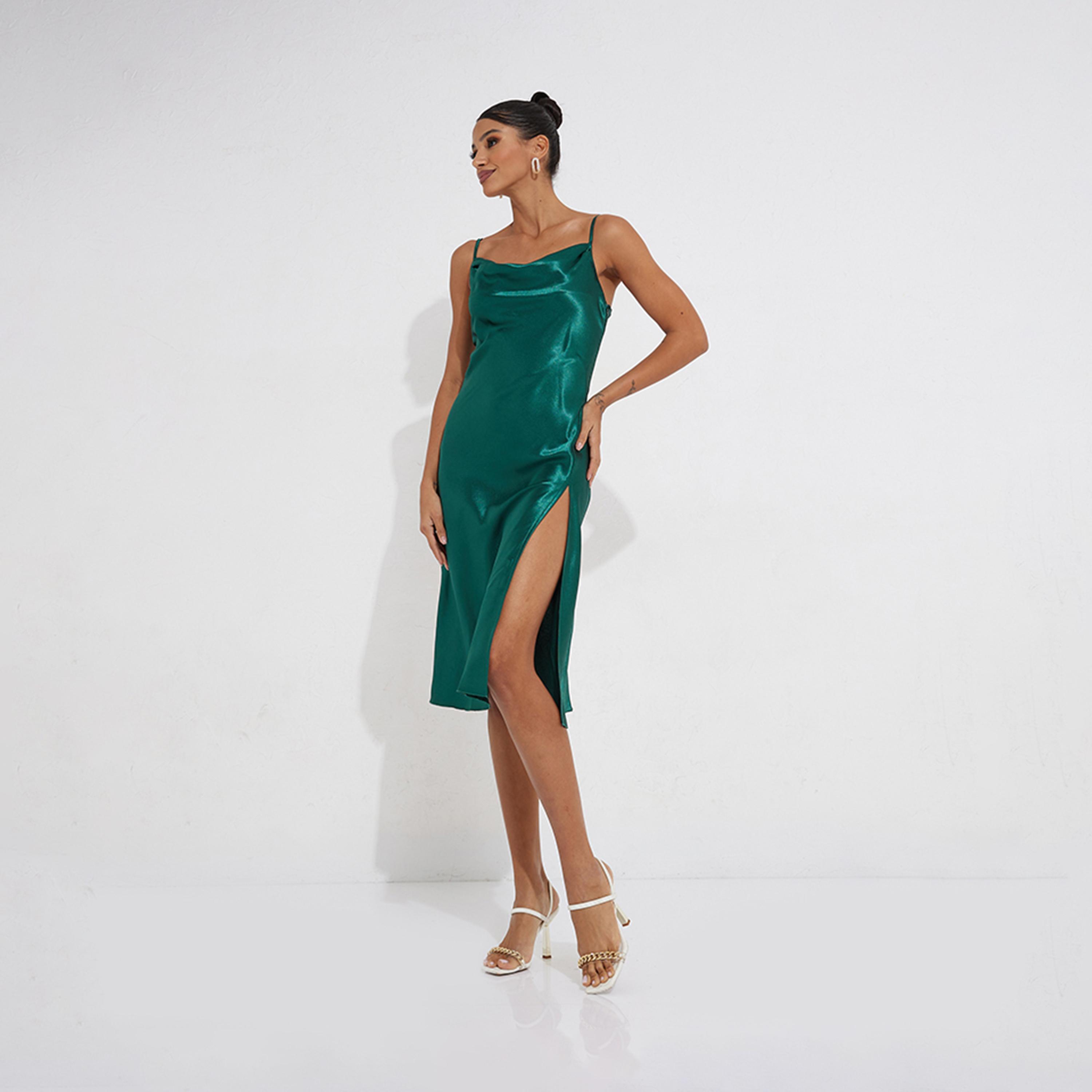 Little Mistress Satin Cowl Neck Slit Midi Dress-women-clothing-dresses-image-1
