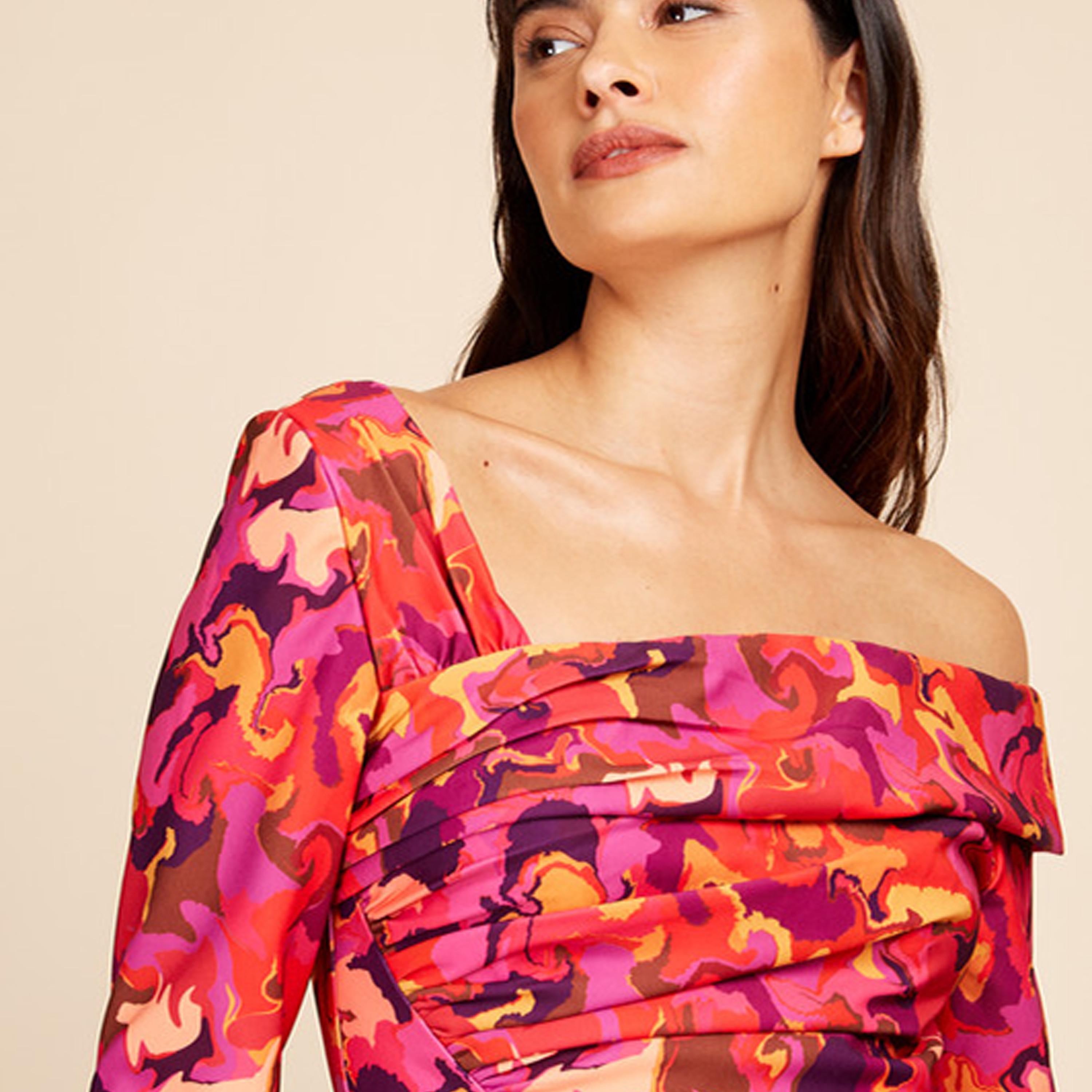 Little Mistress Printed Bodycon Midi Dress with Long Sleeves-women-clothing-dresses-image-3