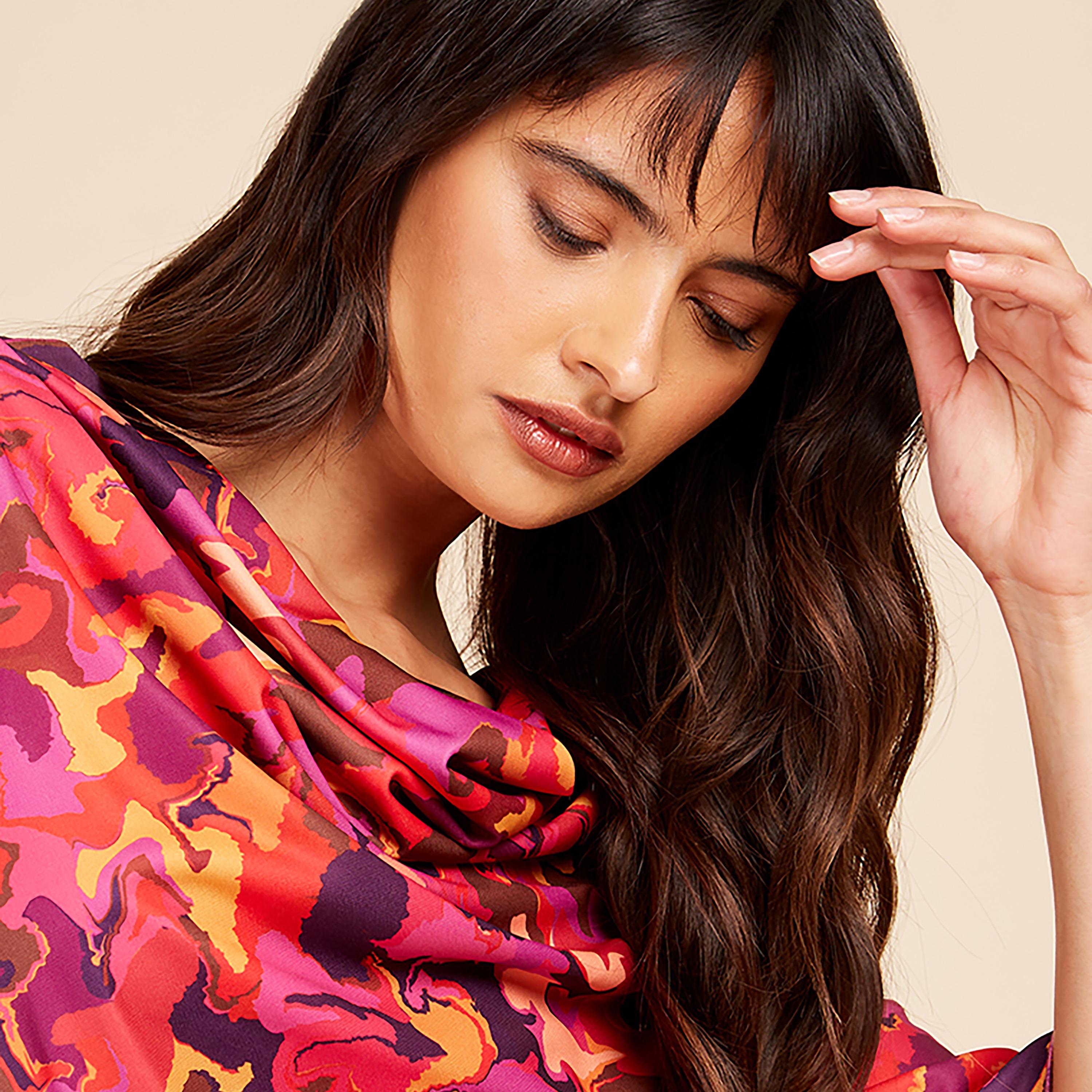 Little Mistress Multicolour Printed Cowl Neck Flared Sleeves Women's Jumpsuit-women-clothing-jumpsuits-image-2