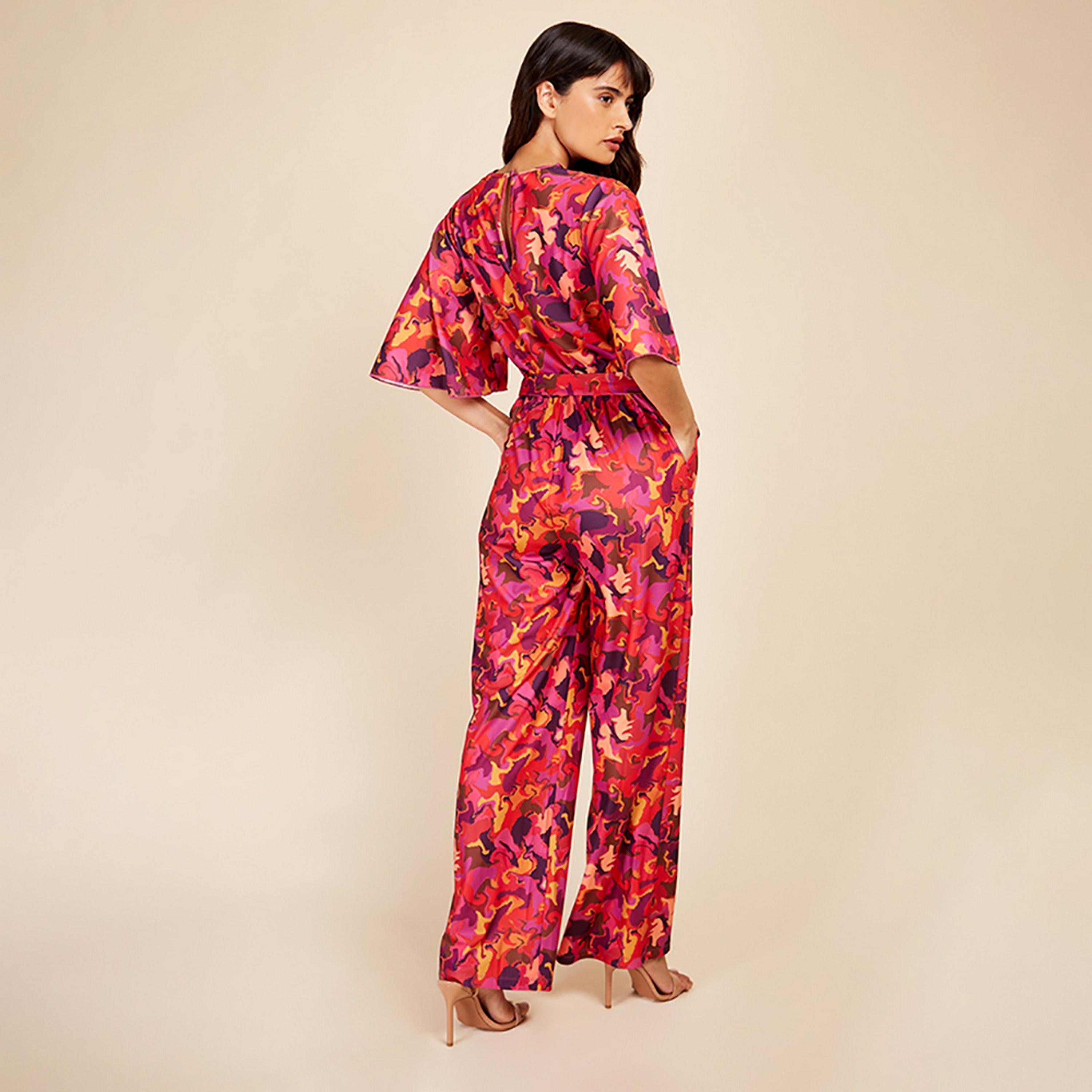 Little Mistress Multicolour Printed Cowl Neck Flared Sleeves Women's Jumpsuit-women-clothing-jumpsuits-image-4