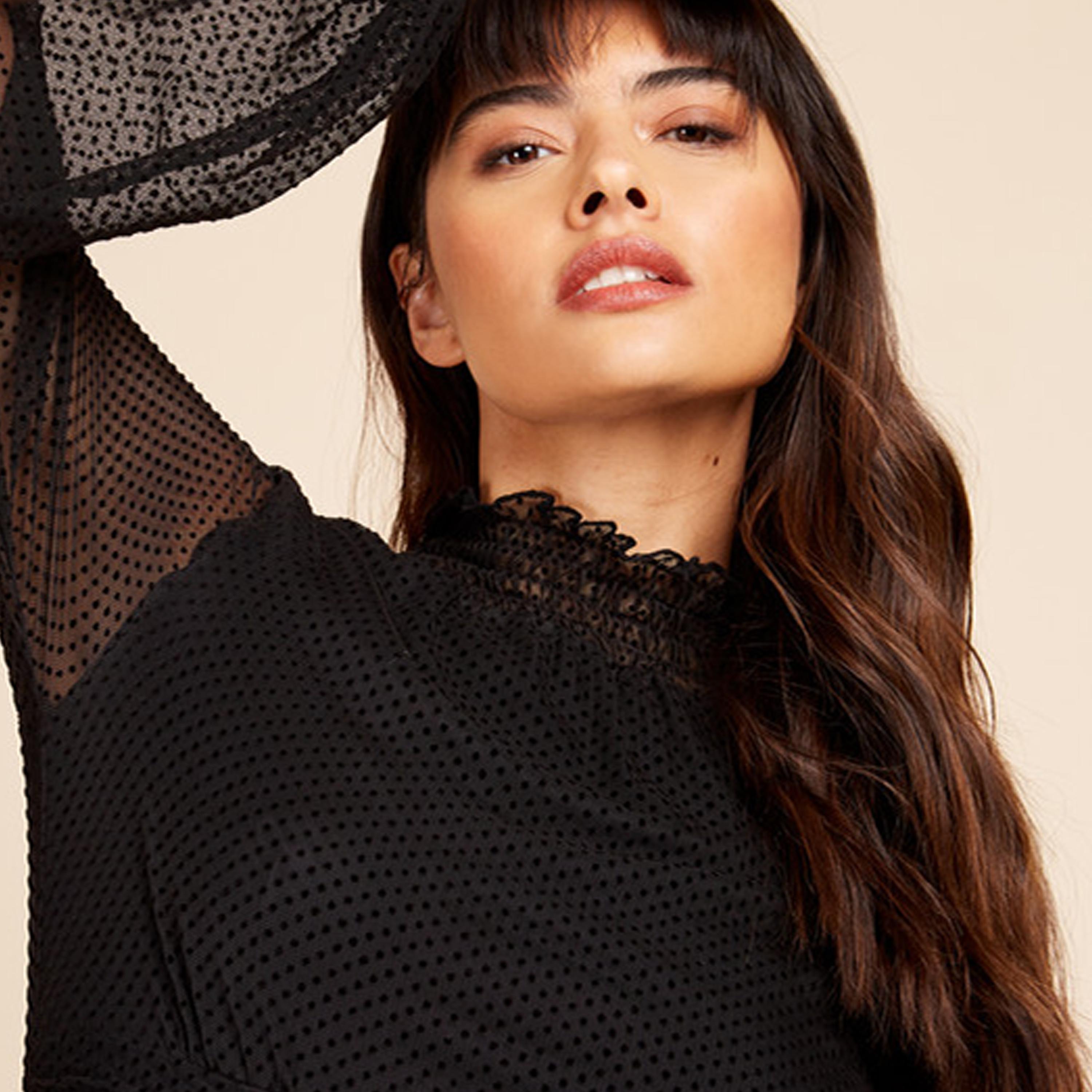 Little Mistress High Neck Bodycon Midi Dress with Long Sleeves-women-clothing-dresses-image-3