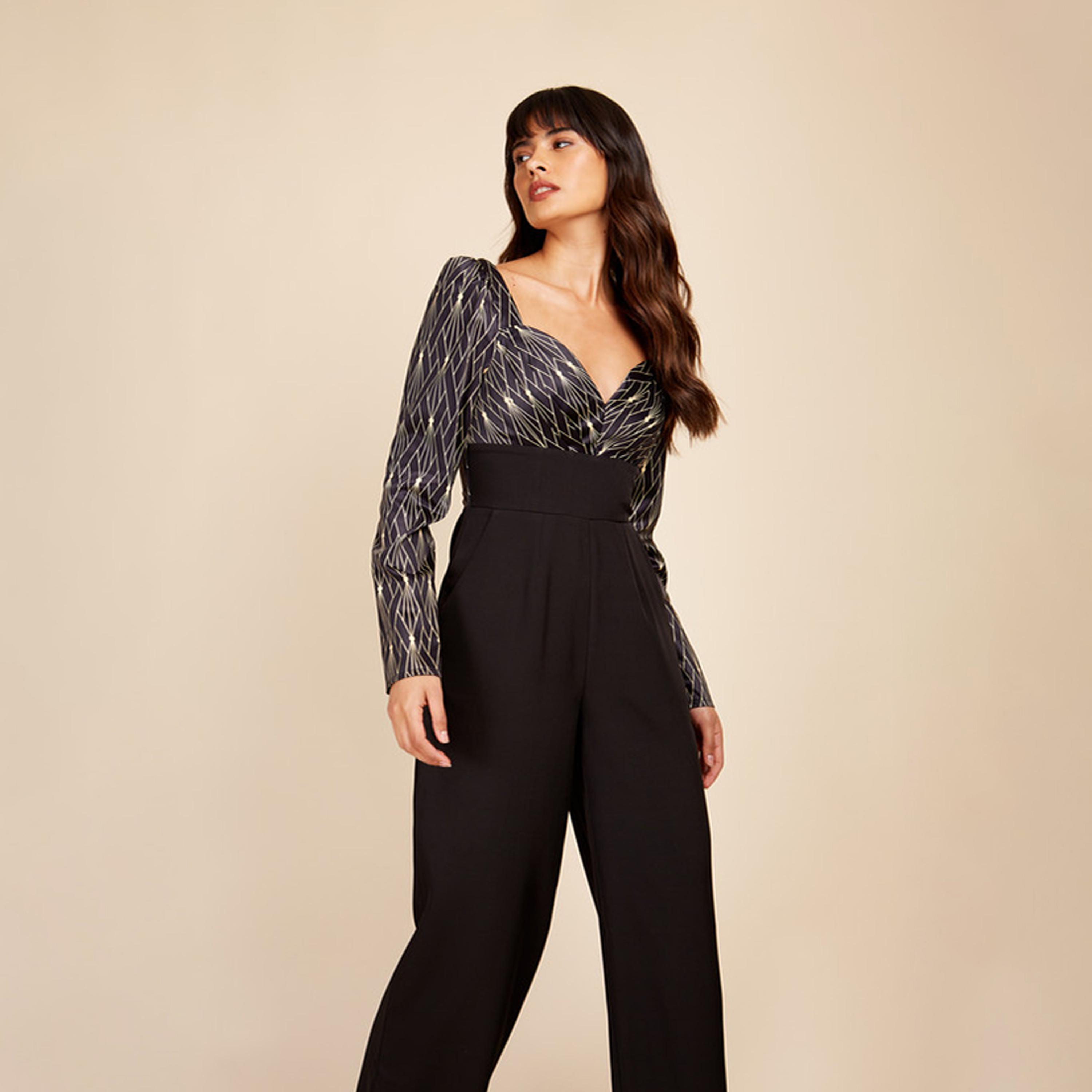 Little Mistress Printed Jumpsuit with Puff Sleeves-women-clothing-jumpsuits-image-2