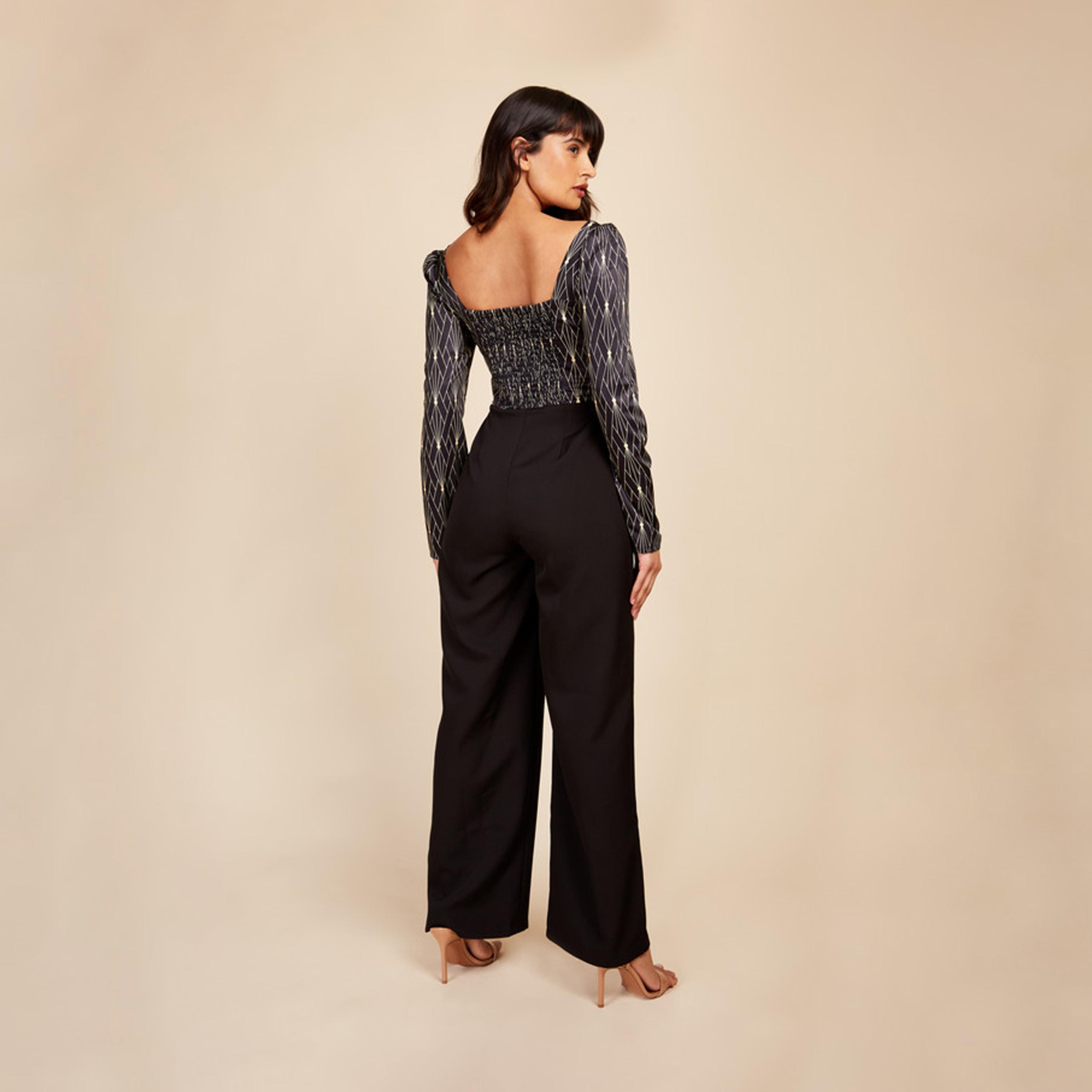 ليتل مسترس- جمبسوت تصميم منقوش أكمام منفوخة-women-clothing-jumpsuits-image-4