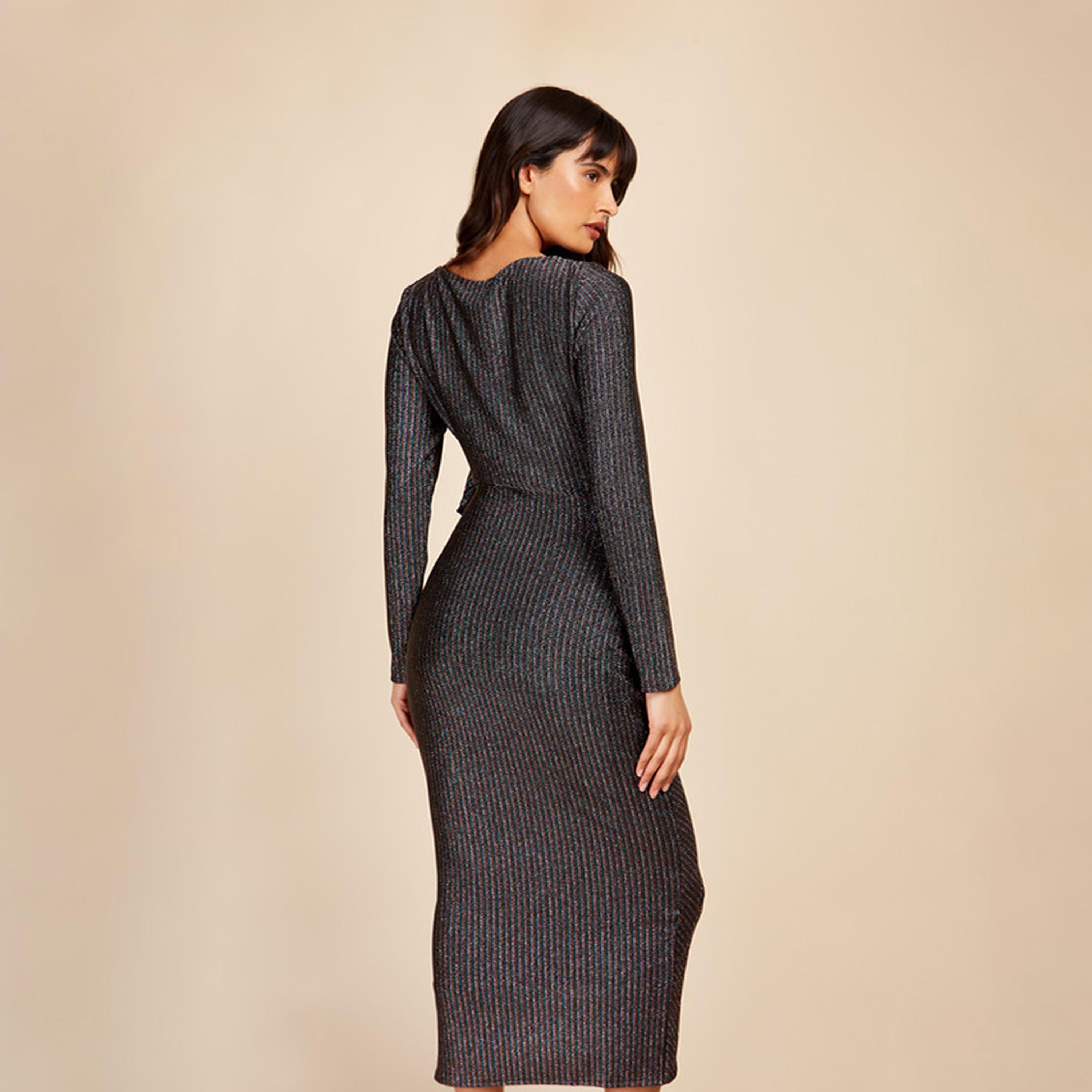 Little Mistress Ruffle Asymmetric Midi Dress with Long Sleeves-women-clothing-dresses-image-4