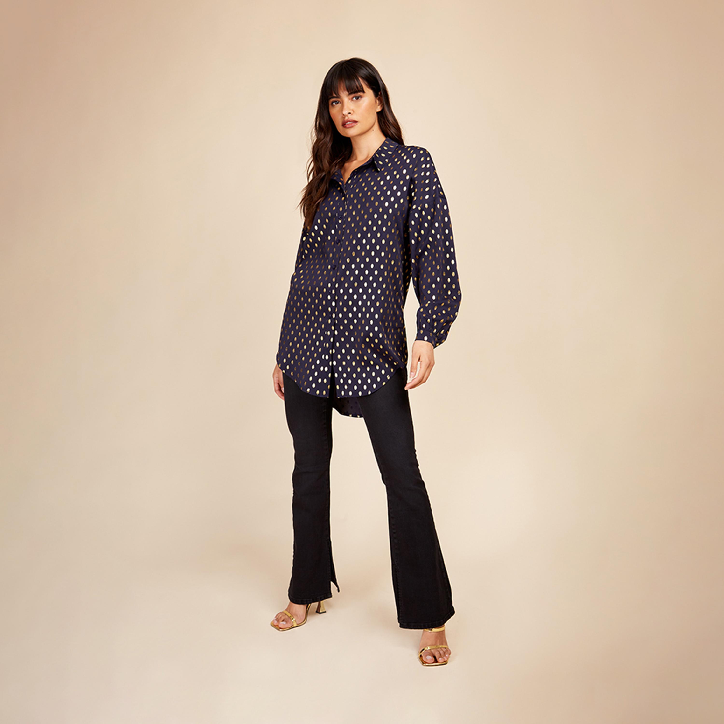 ليتل مسترس- قميص منقط أكمام طويلة-women-clothing-shirtsandblouses-shirts-image-1