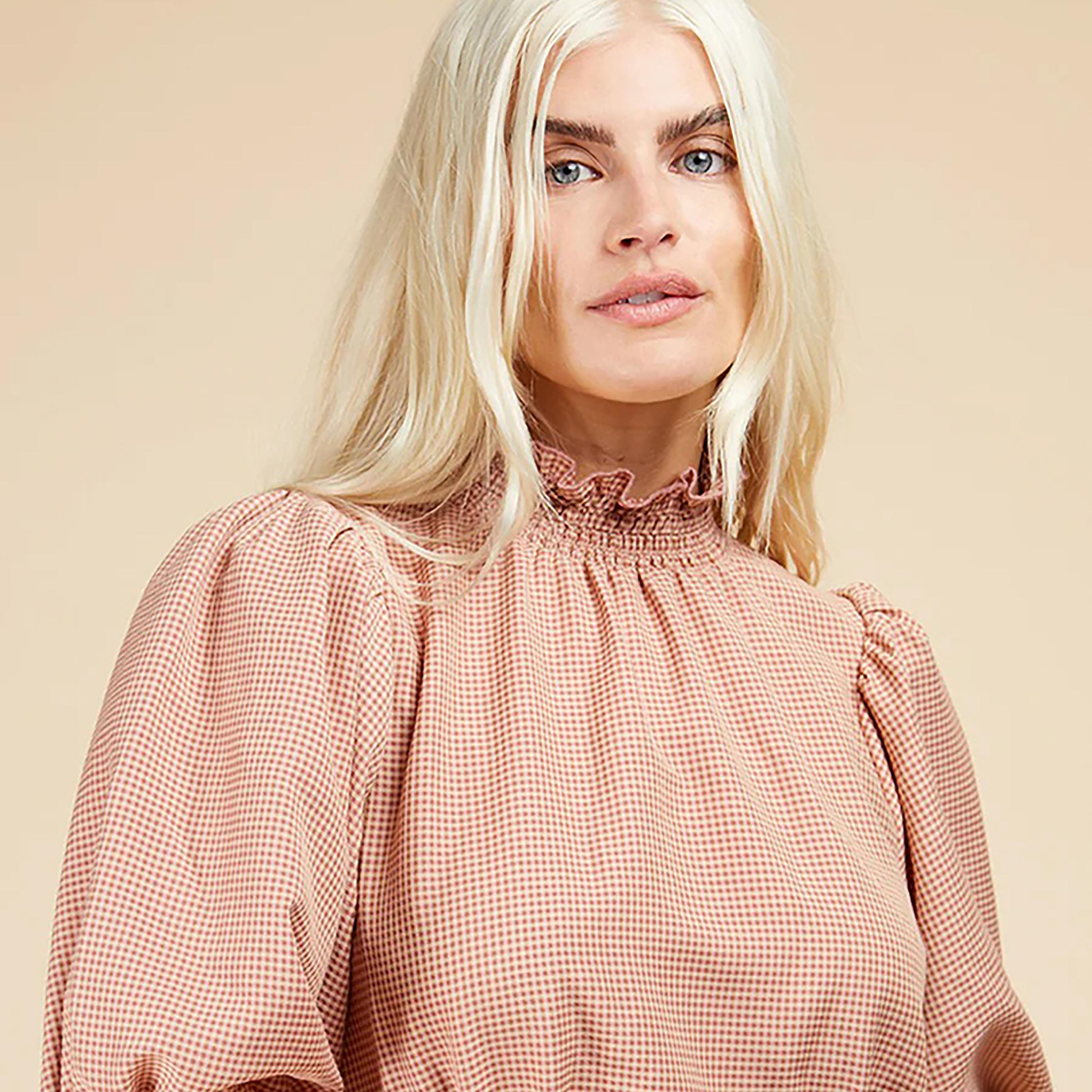 Little Mistress Rose Gingham Checked Puff Sleeves Tiered Maxi Women's Dress-women-clothing-dresses-image-2