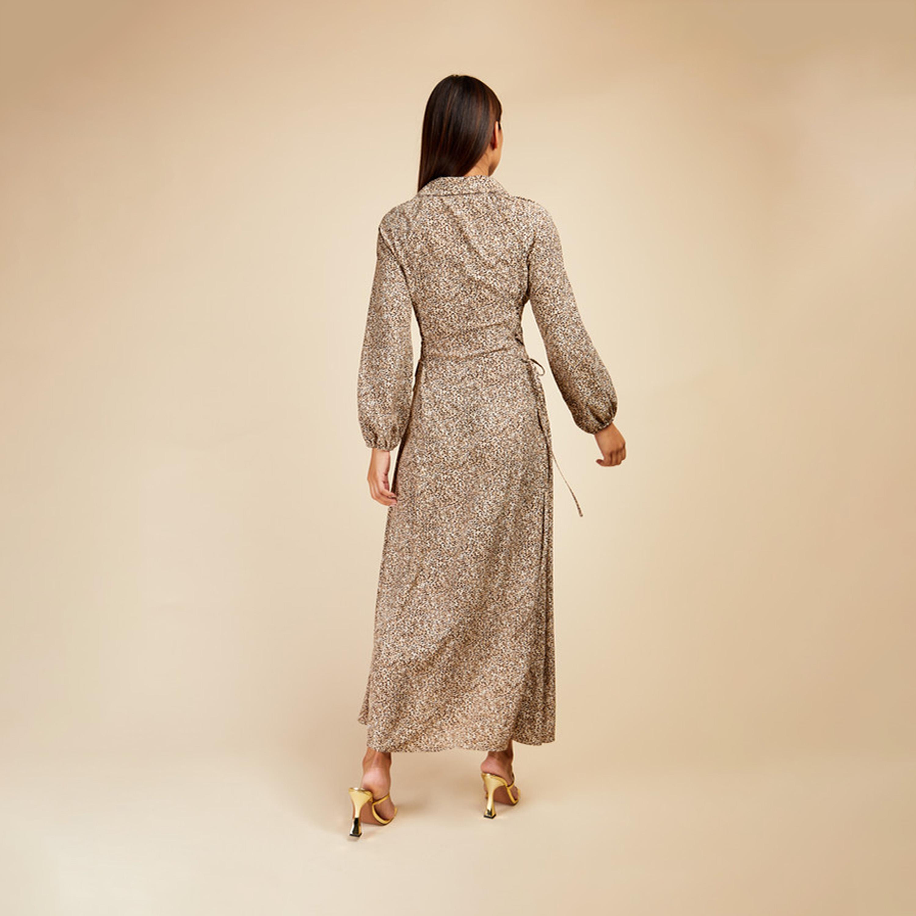 ليتل مسترس- فستان قميص ماكسي ياقة مطوية طبعة حيوانات أكمام طويلة-women-clothing-dresses-image-4