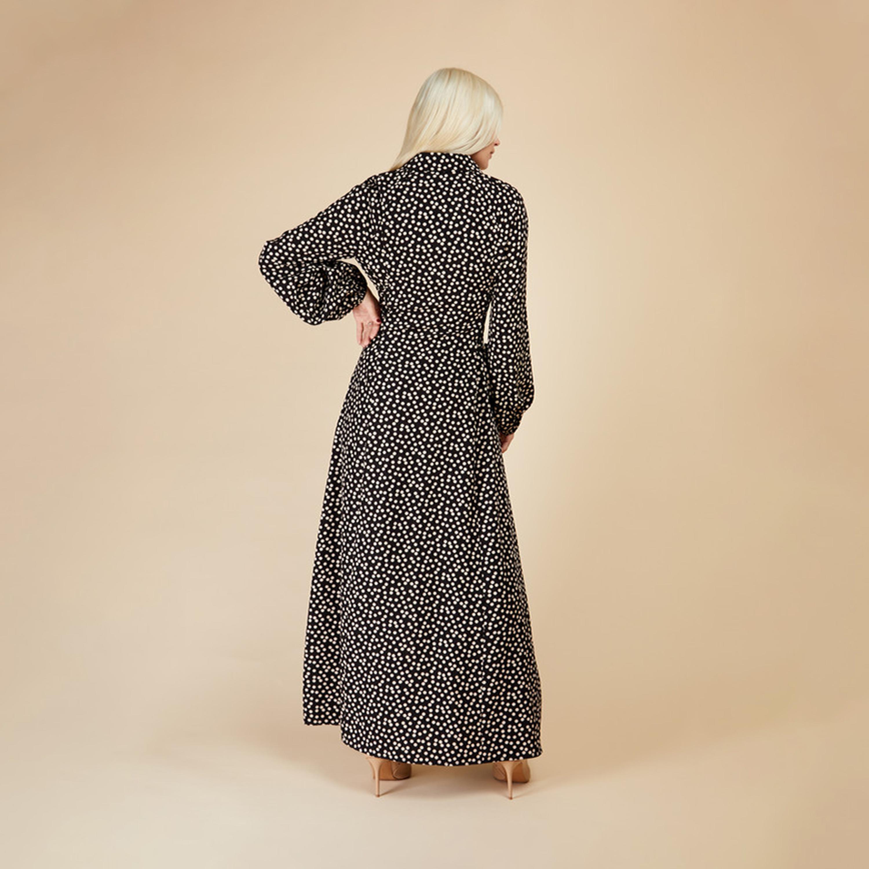 ليتل مسترس- فستان ماكسي ياقة قميص تصميم منقوش أكمام طويلة-women-clothing-dresses-image-4