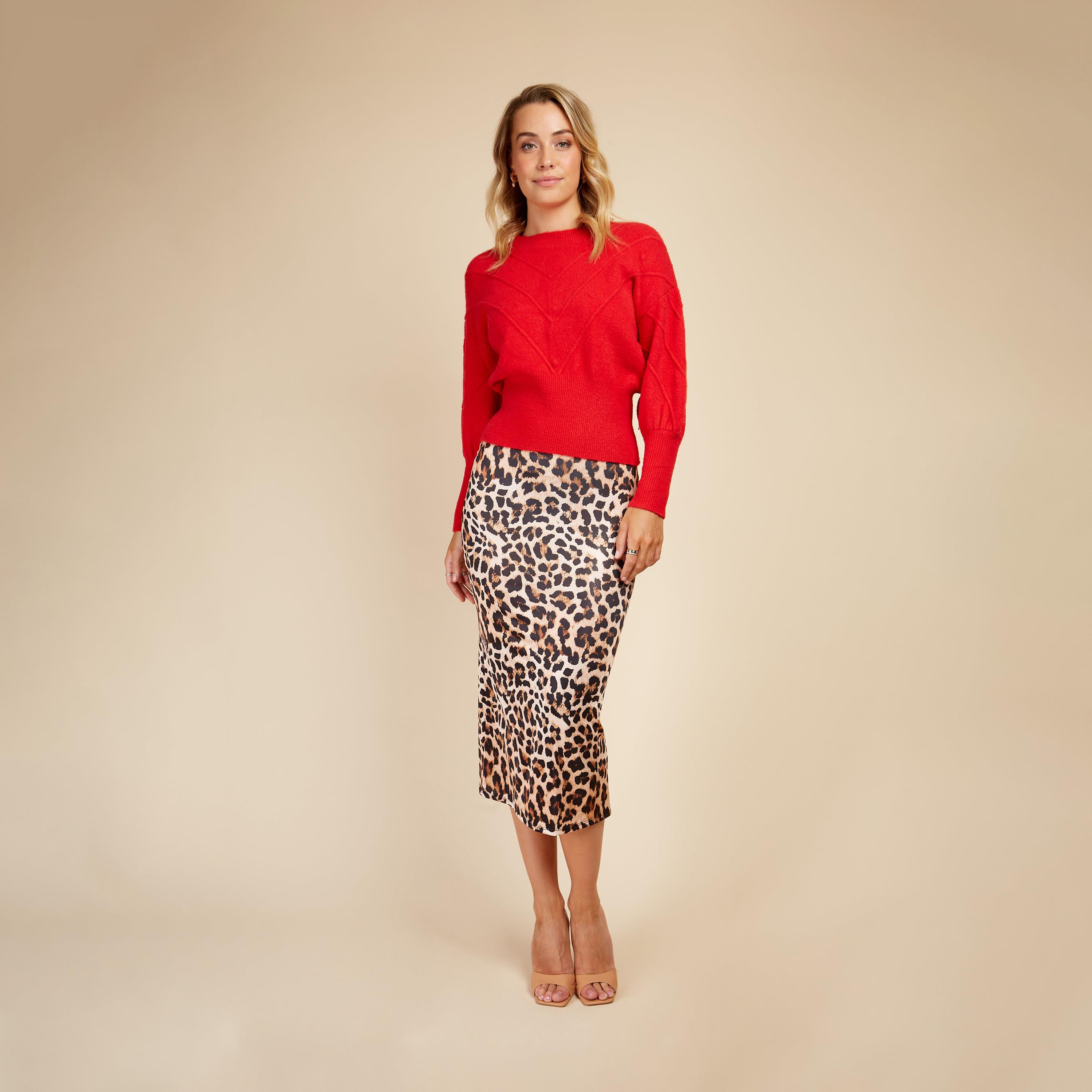Little Mistress Animal Print Midi Pencil Skirt -women-clothing-skirts-image-1