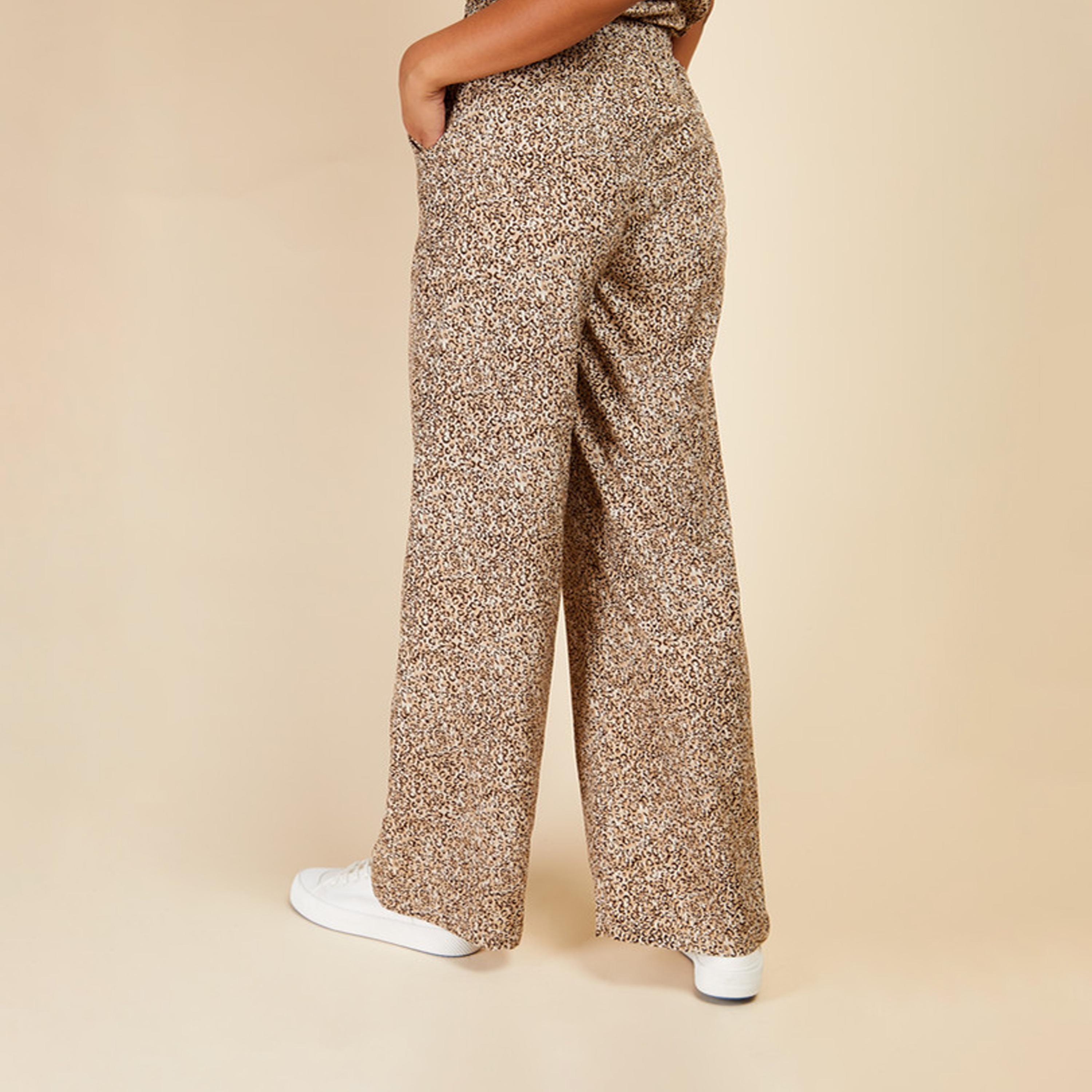 ليتل مسترس- بنطال خصر مرتفع نقشة حيوانات-women-clothing-bottoms-trousers-image-4