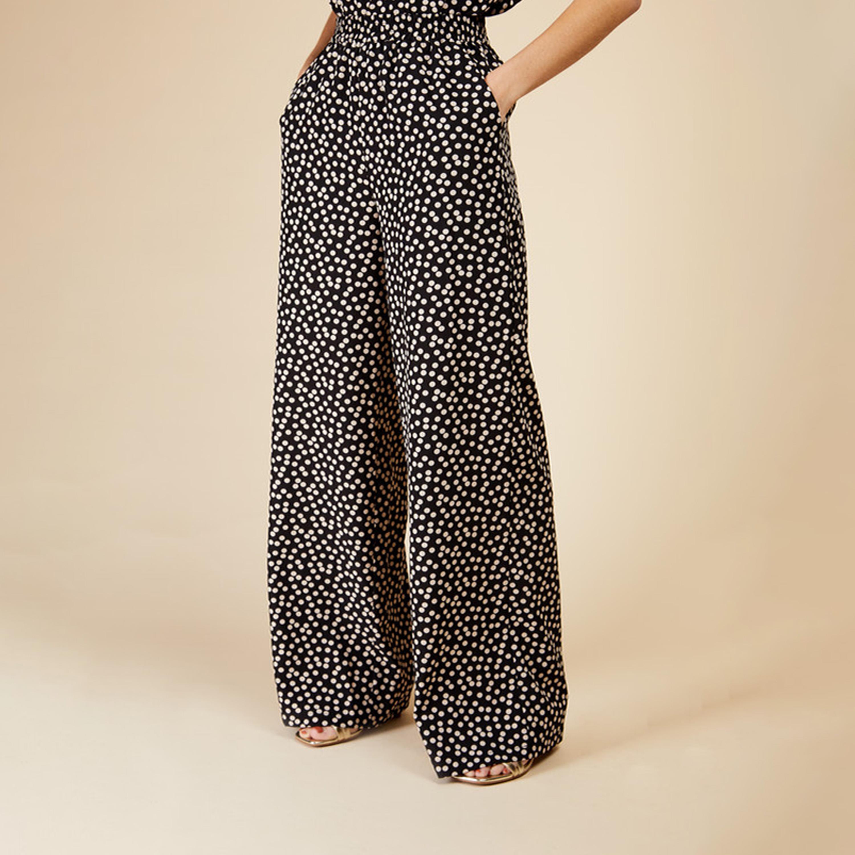 Little Mistress Polka Dot High-Rise Trousers-women-clothing-bottoms-trousers-image-1